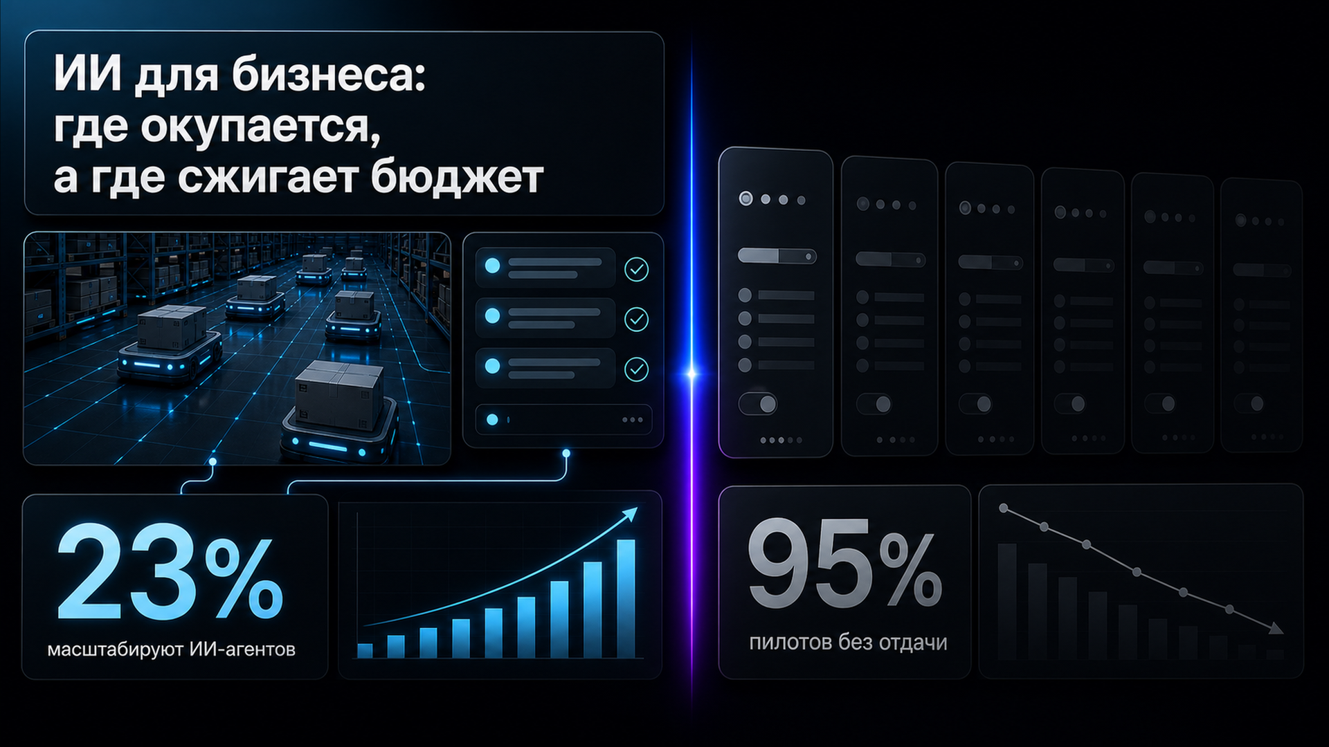 Обложка статьи: ИИ для бизнеса - где он окупается, а где сжигает бюджет