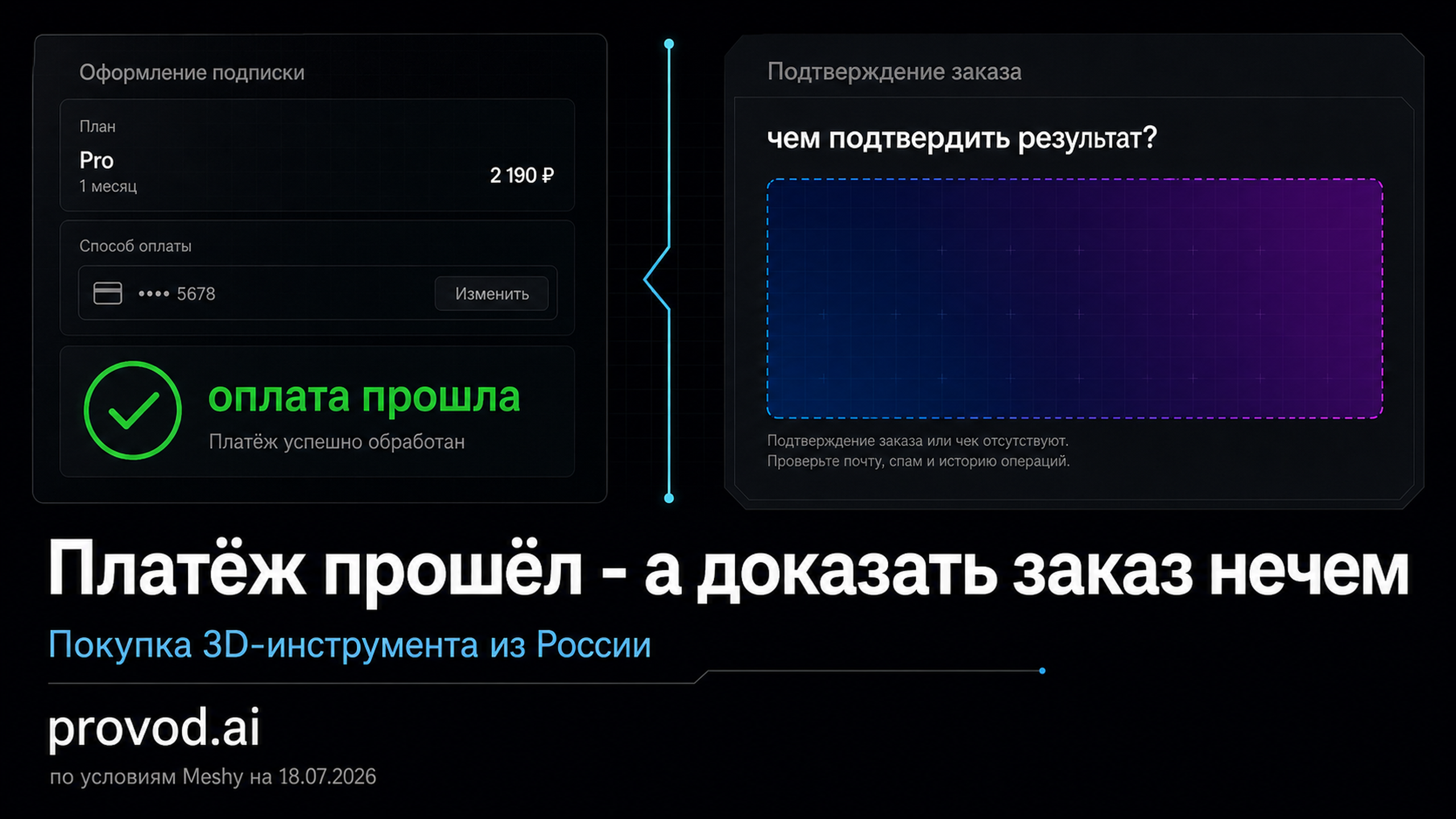 Обложка статьи: Оплатить Meshy из России без риска для аккаунта: как подготовить след для спора и возврата