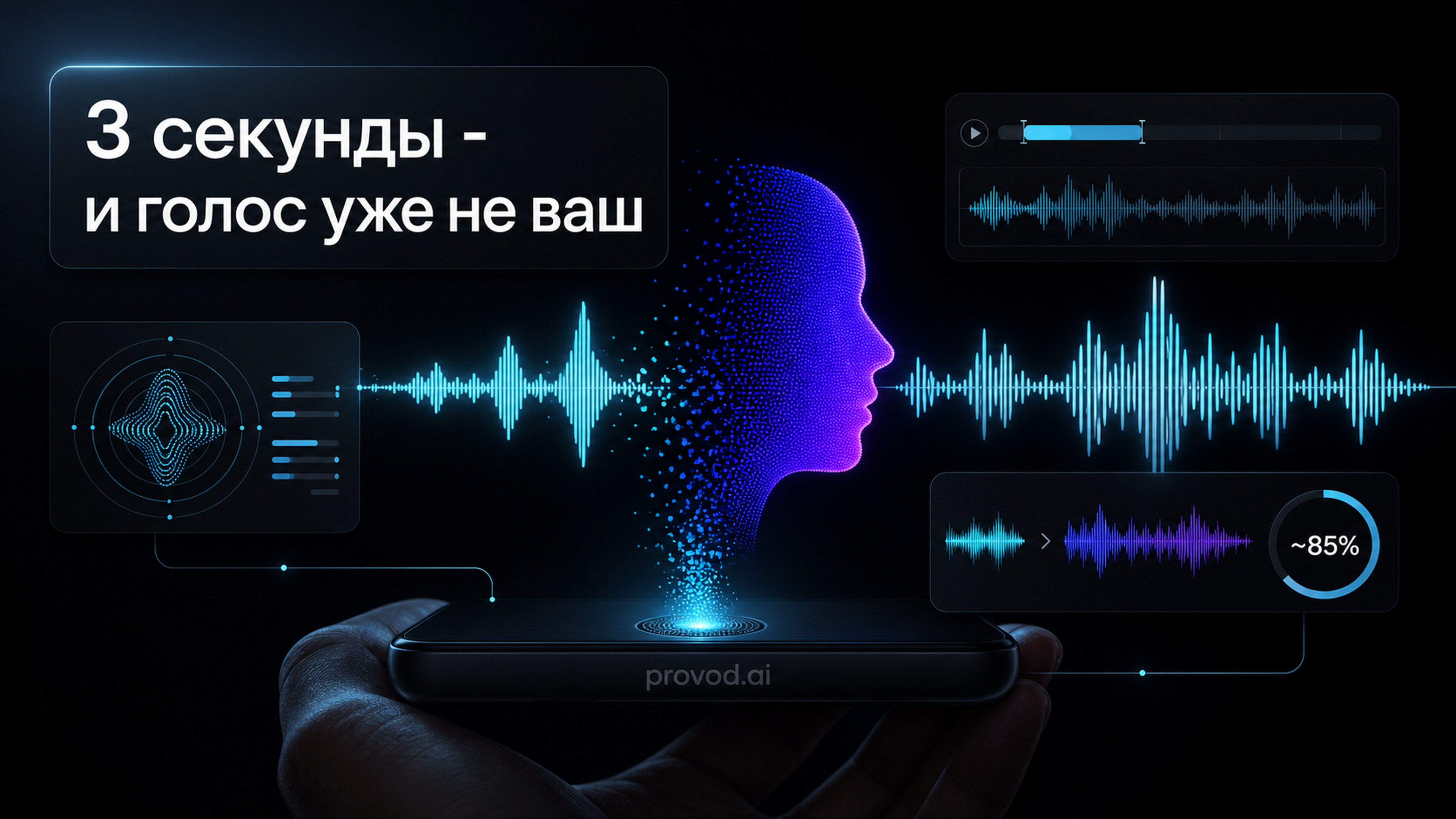 Обложка статьи: AI voice changer у мошенников: как в 2026 клонируют голос родственника за 3 секунды аудио