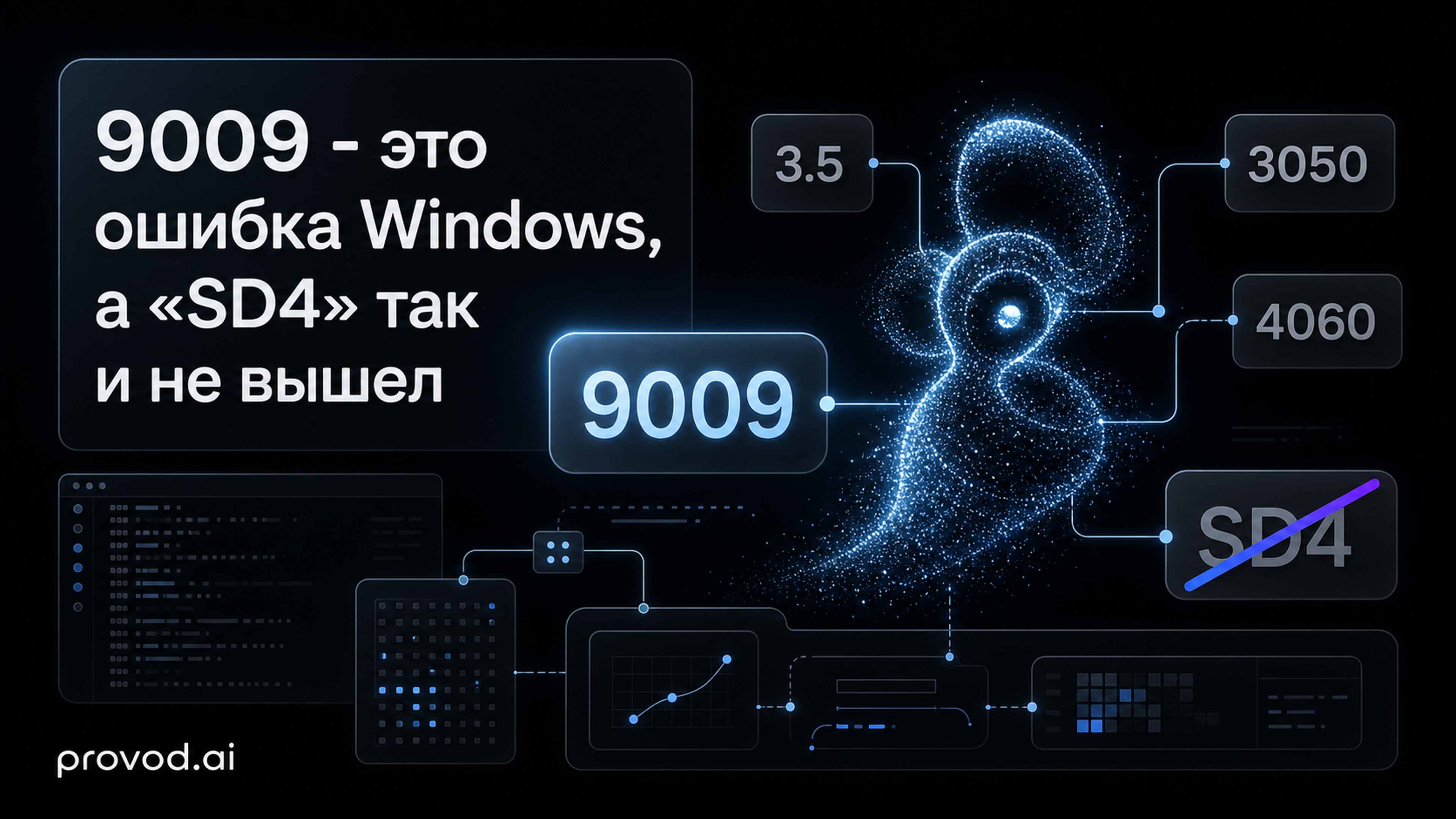 Обложка статьи: stable diffusion 9009 и другие цифры: почему «SD4» не существует и что ставить вместо
