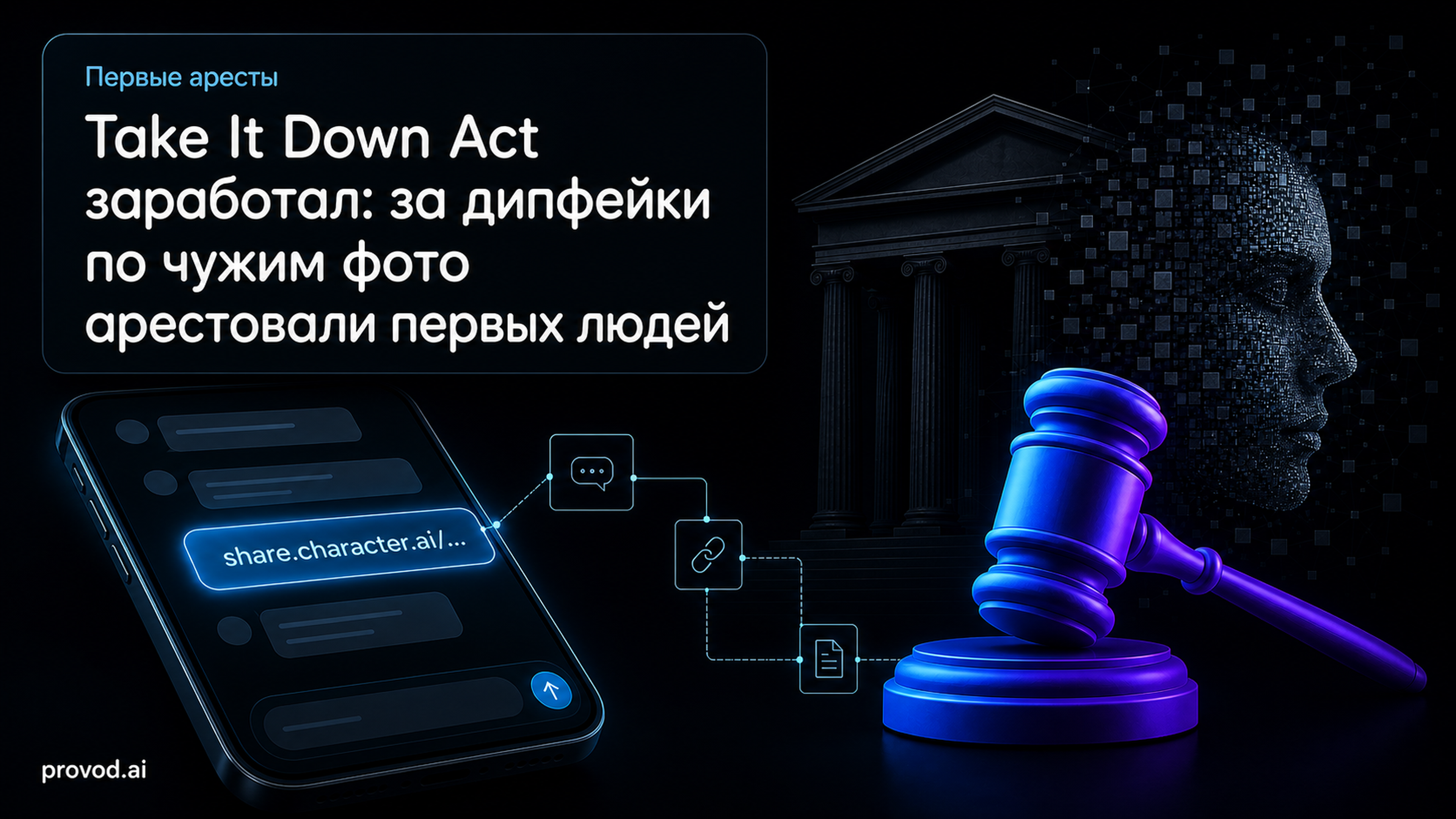 Обложка статьи: share character ai и чужие фото: Take It Down Act заработал - первые аресты за дипфейки