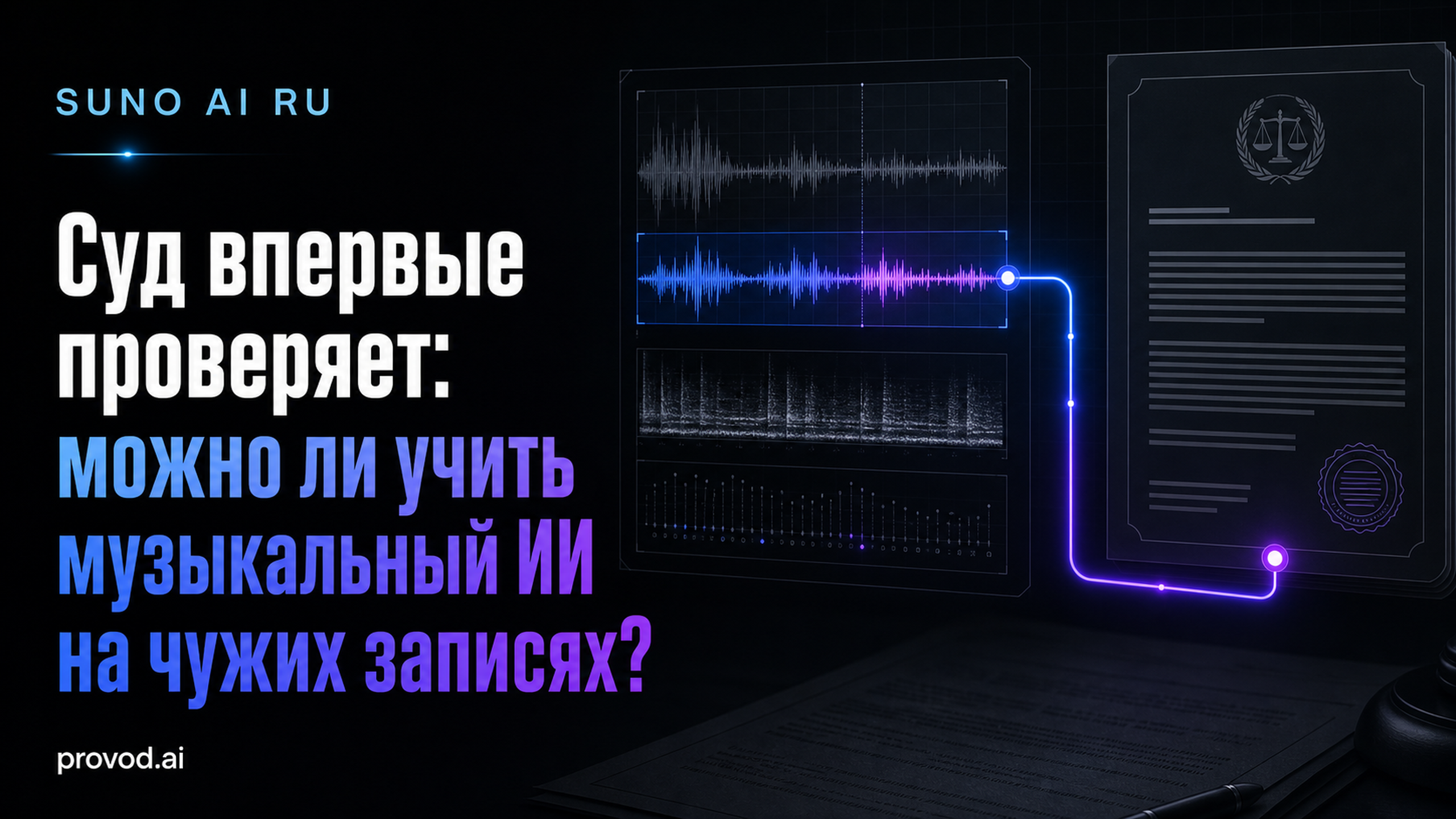 Обложка статьи: Суд в Массачусетсе впервые напрямую разбирает, законно ли обучать генеративный ИИ на нелицензированной музыке: suno ai ru