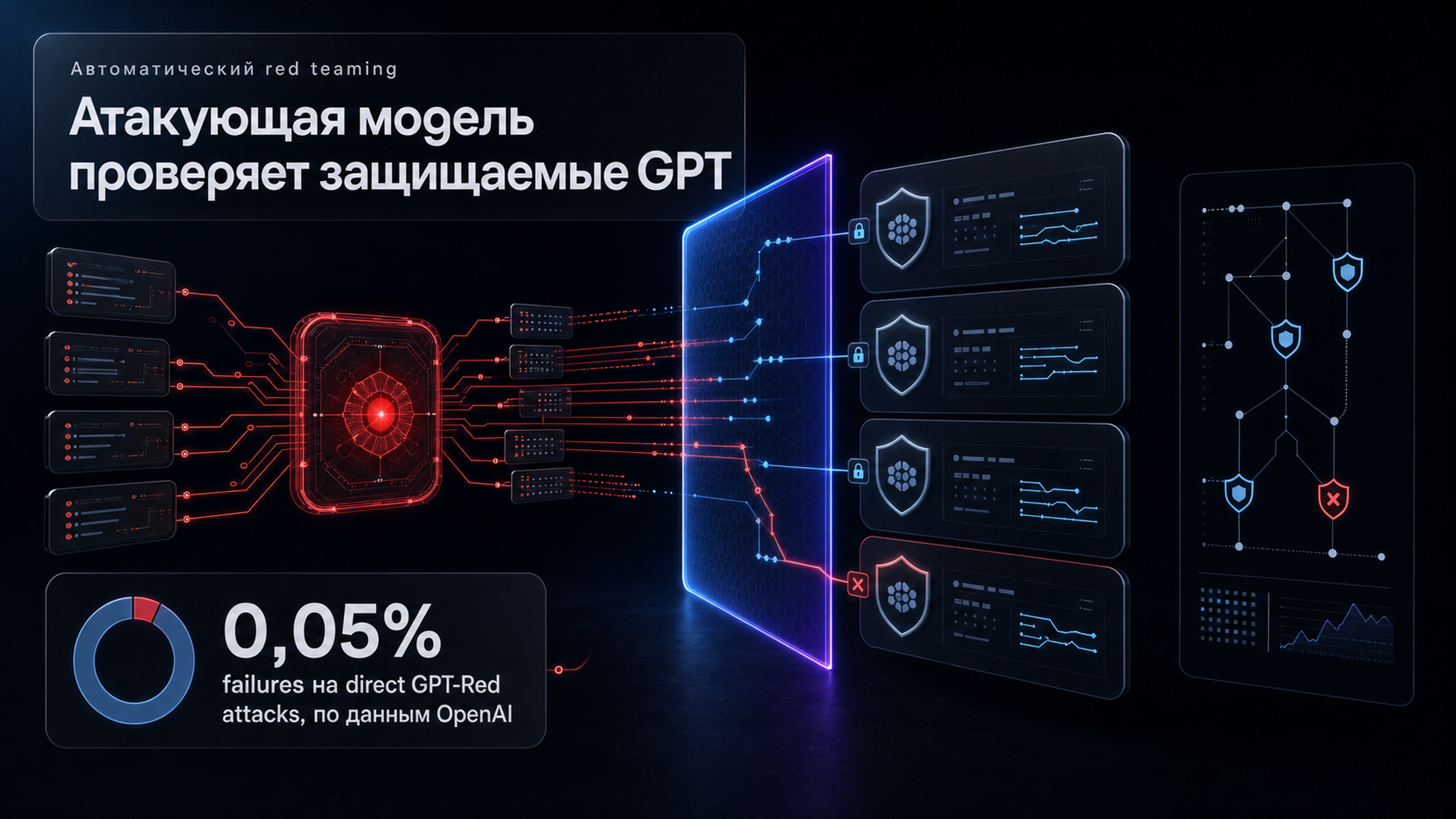 Обложка статьи: GPT-Red атакует другие GPT. почему 0,05% — ещё не гарантия безопасности