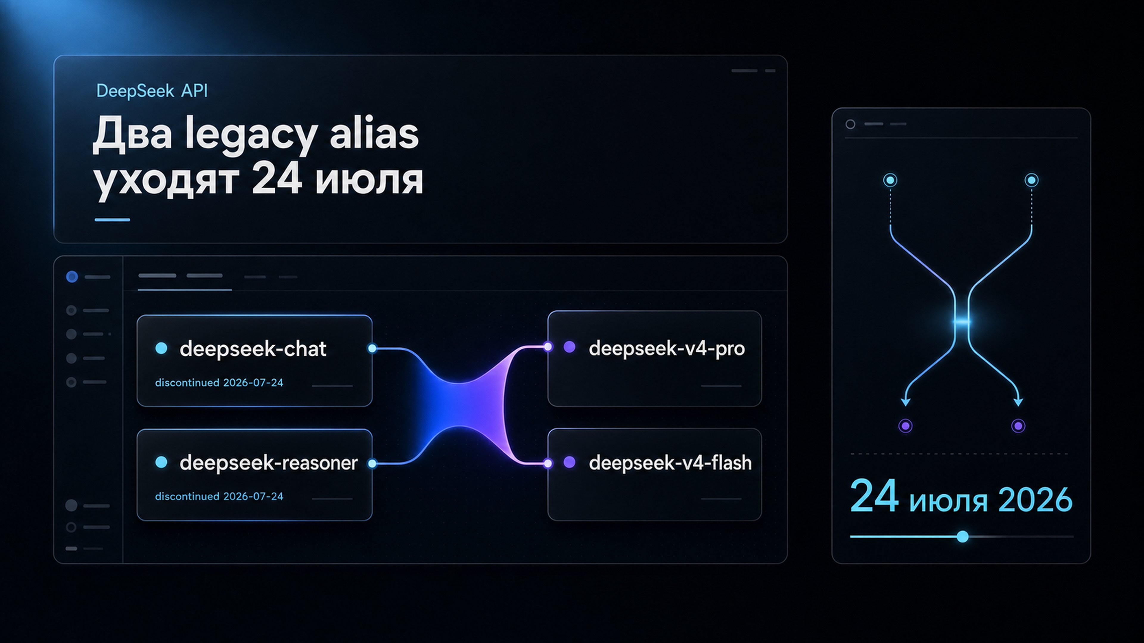 Обложка статьи: Дипсик меняет API 24 июля. как не сломать интеграцию на переходе к V4