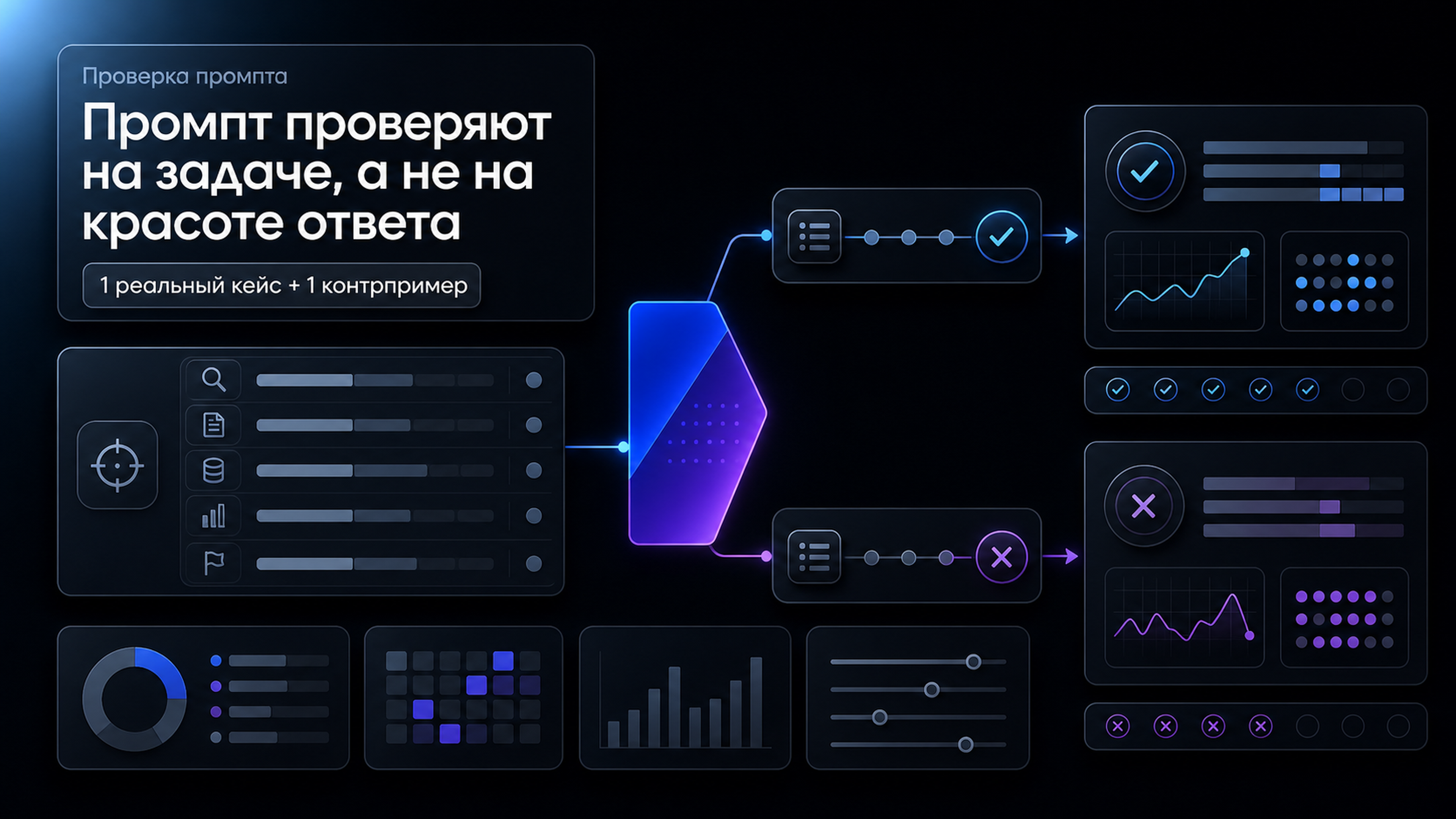 Обложка статьи: промпты это не шаблон: как проверить задачу реальным кейсом и контрпримером