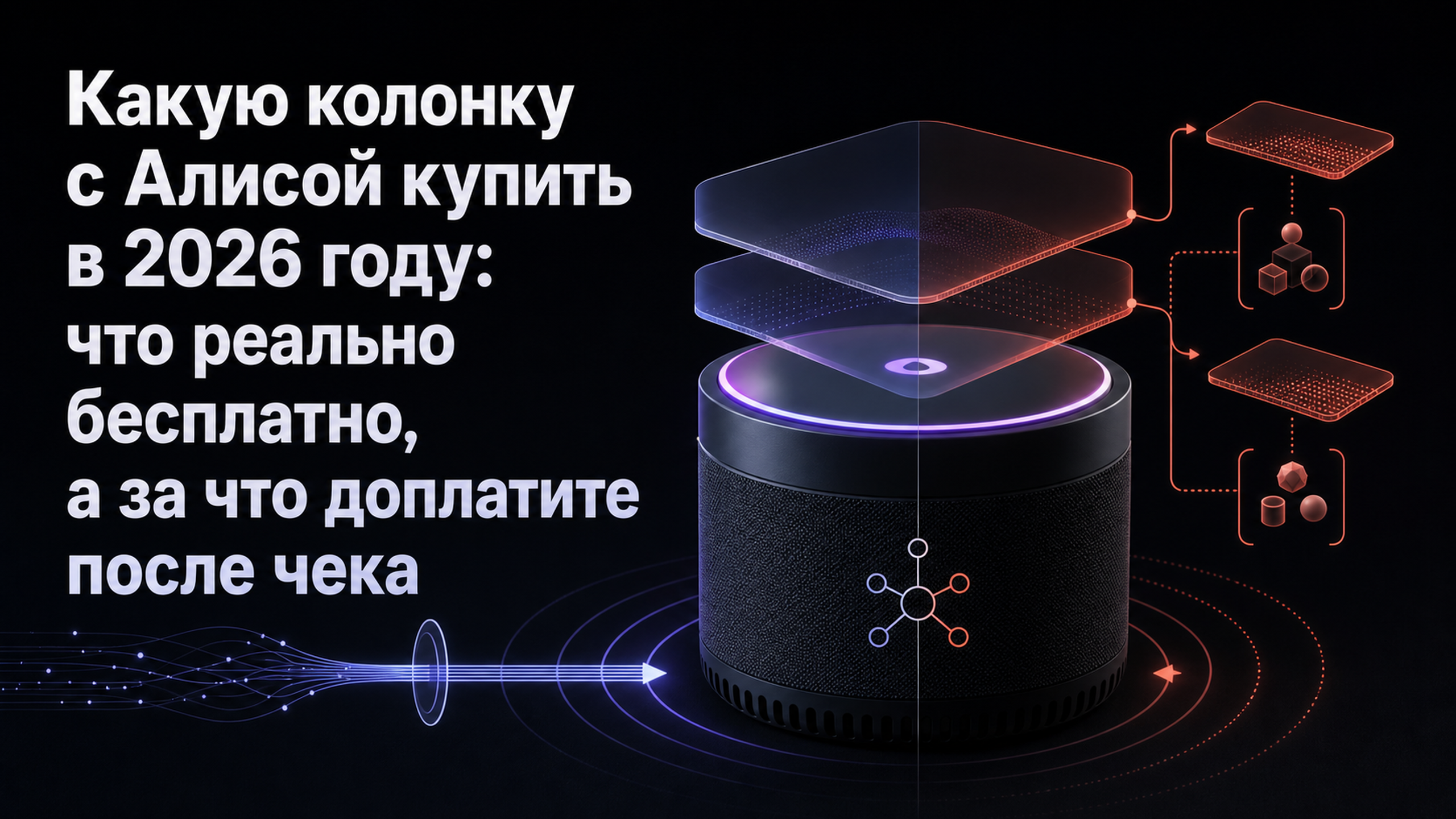 Обложка статьи: Какую колонку с Алисой купить в 2026 году: что реально бесплатно, а за что доплатите после чека