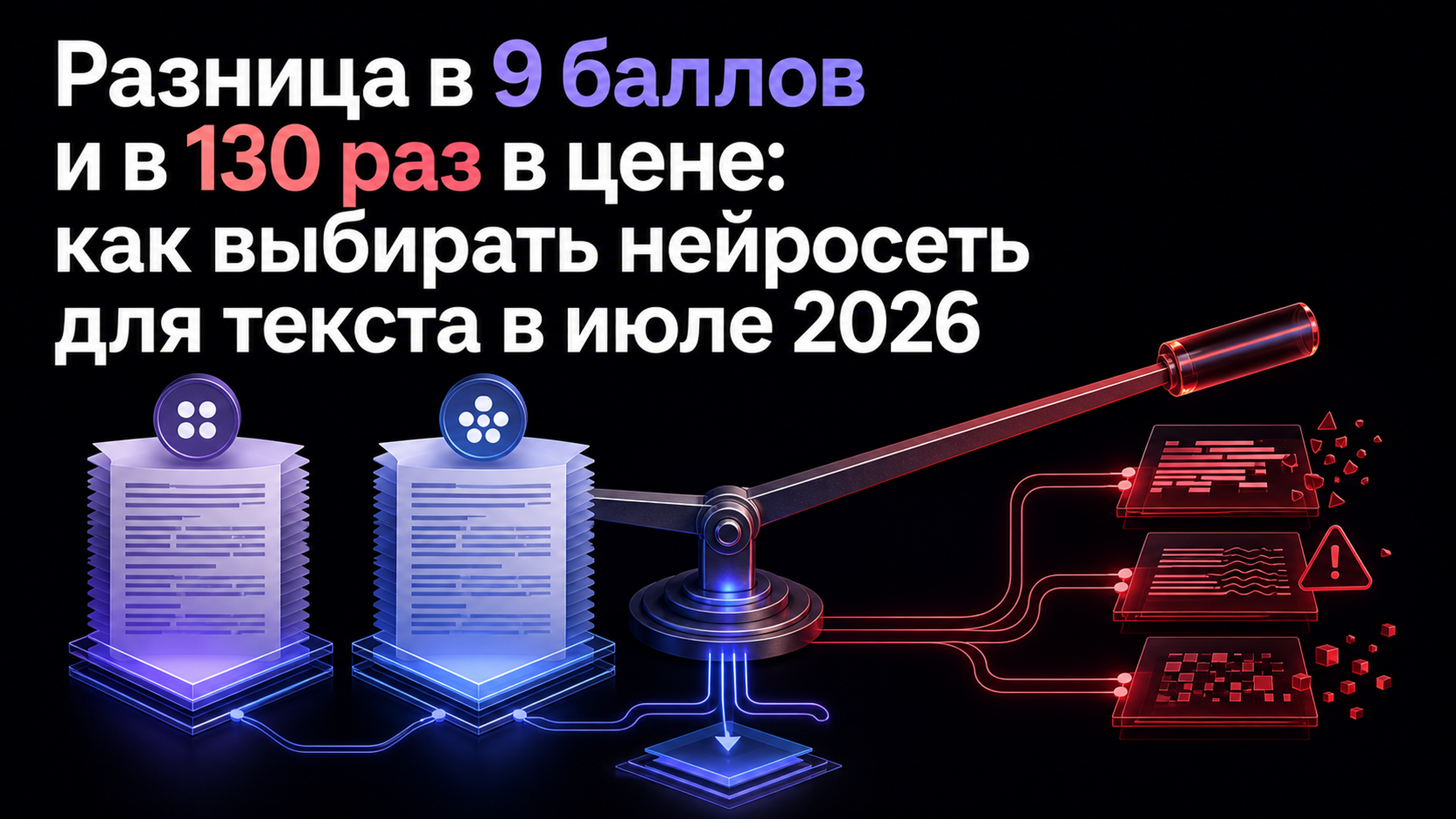 Обложка статьи: Разница в 9 баллов и в 130 раз в цене: как выбирать нейросеть для текста в июле 2026