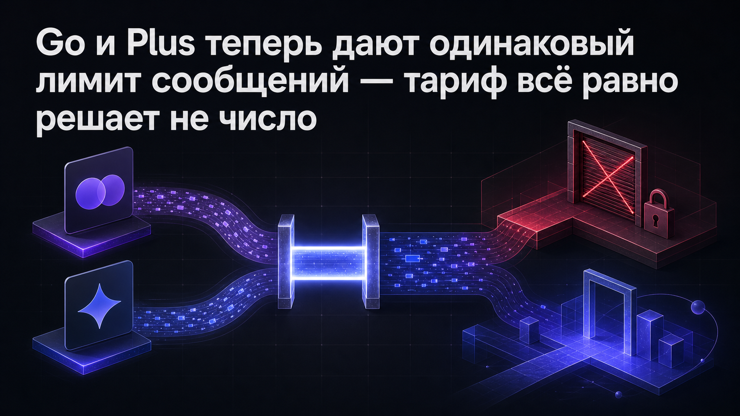 Обложка статьи: Go и Plus теперь дают одинаковый лимит сообщений — тариф всё равно решает не число