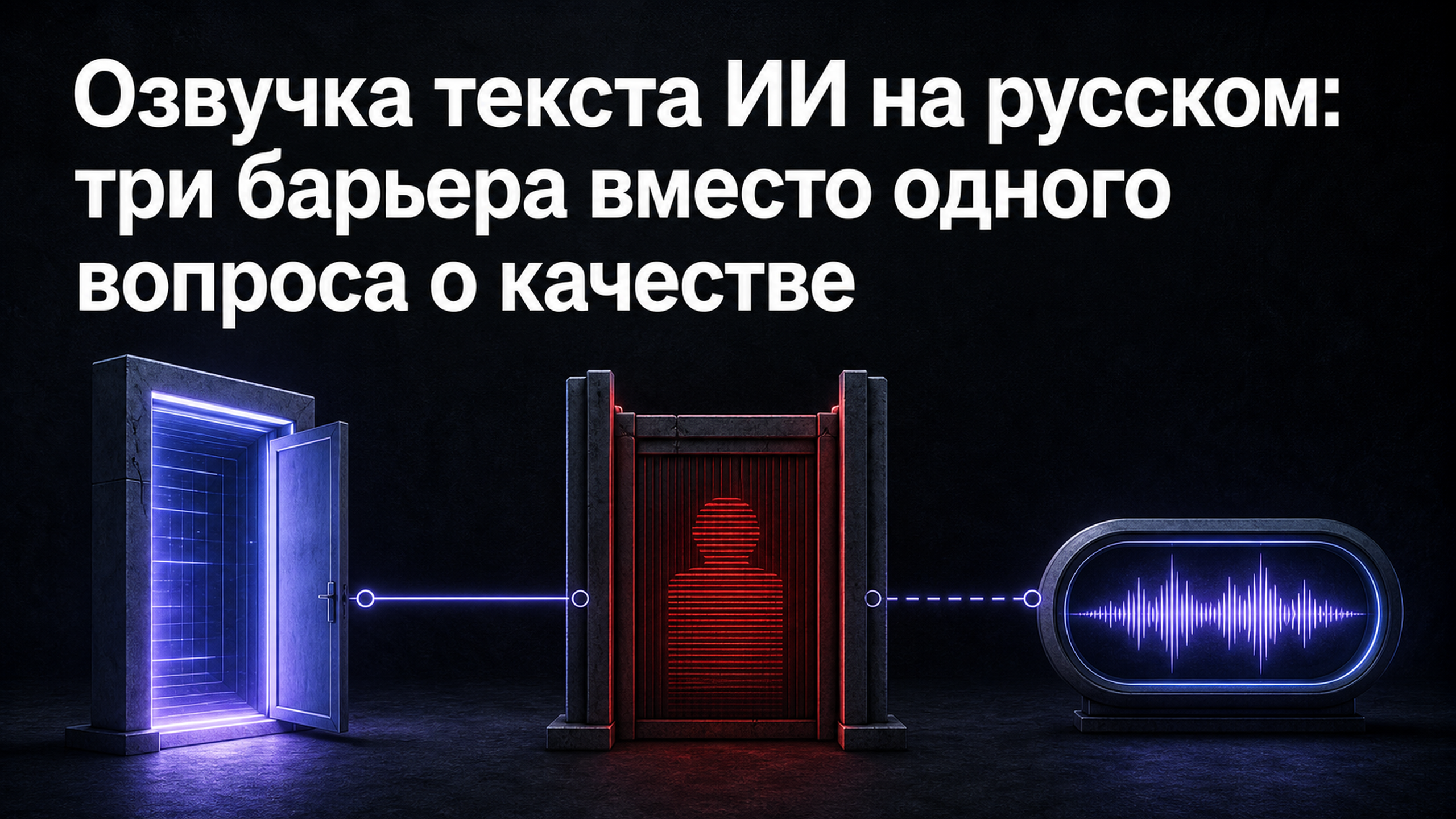 Обложка статьи: Озвучка текста ИИ на русском: три барьера вместо одного вопроса о качестве