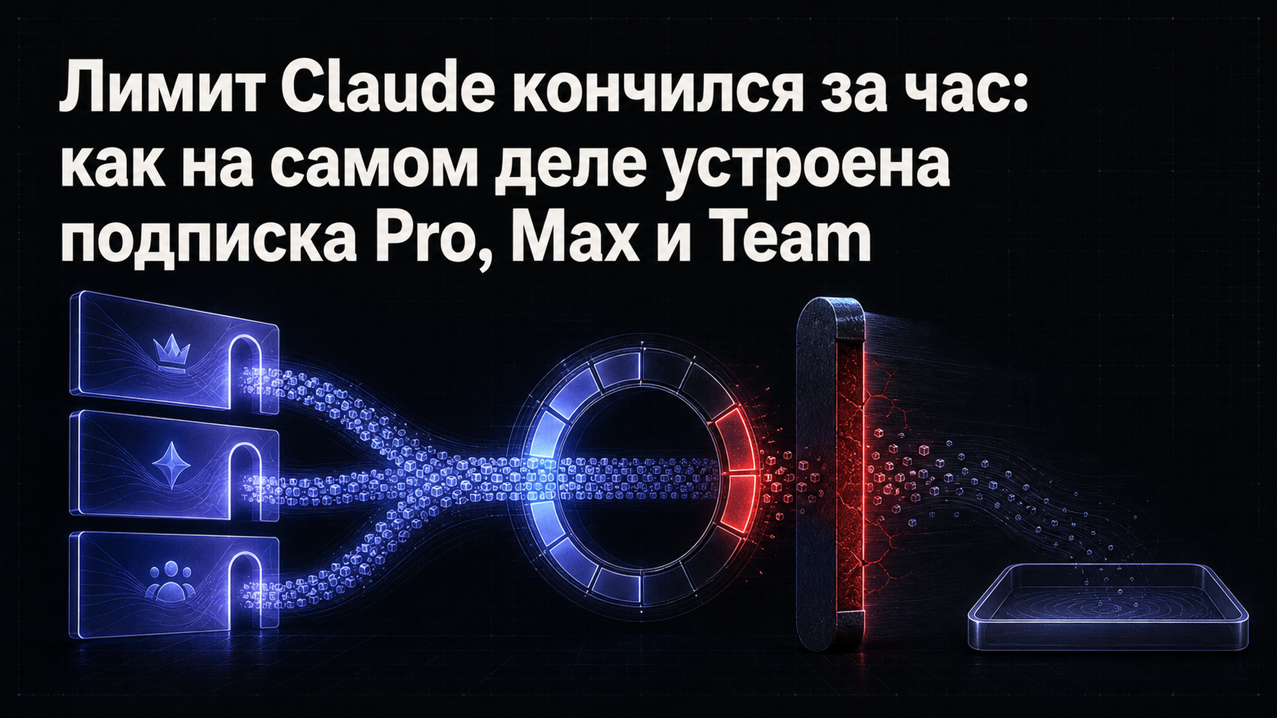 Обложка статьи: Лимит Claude кончился за час: как на самом деле устроена подписка Pro, Max и Team