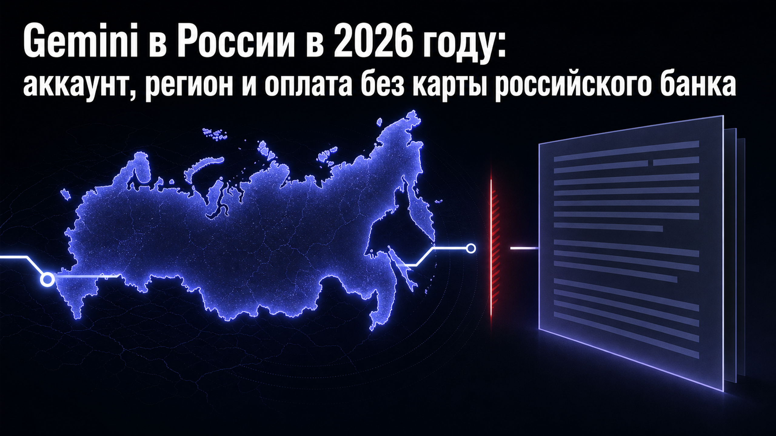 Обложка статьи: Gemini в России в 2026 году: аккаунт, регион и оплата без карты российского банка
