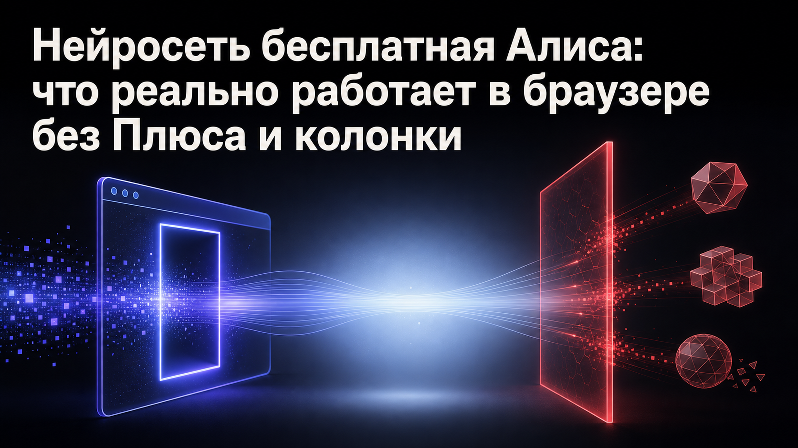 Обложка статьи: Нейросеть бесплатная Алиса: что реально работает в браузере без Плюса и колонки