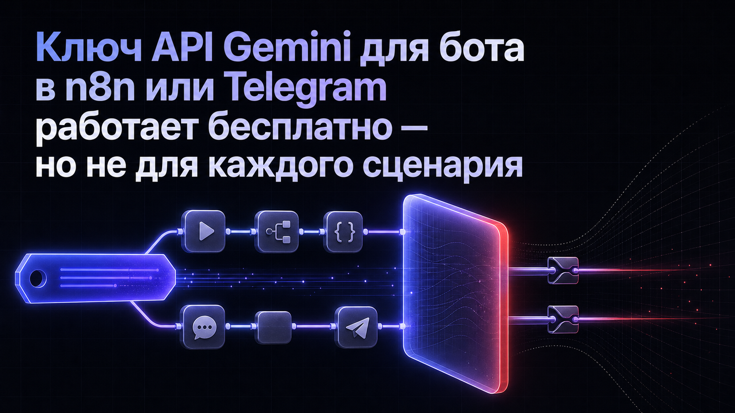 Обложка статьи: Ключ API Gemini для бота в n8n или Telegram работает бесплатно — но не для каждого сценария