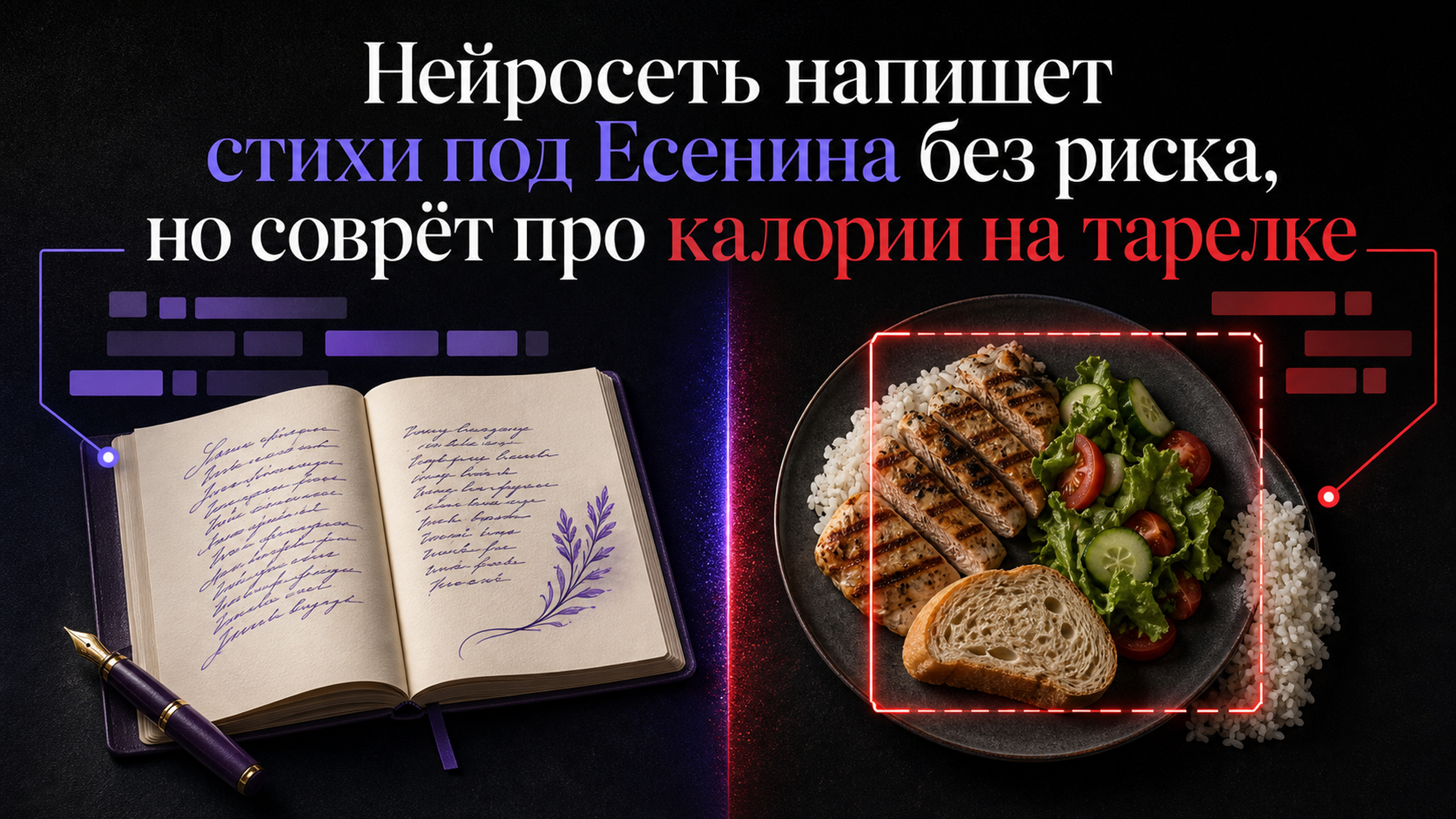 Обложка статьи: Нейросеть напишет стихи под Есенина без риска, но соврёт про калории на тарелке