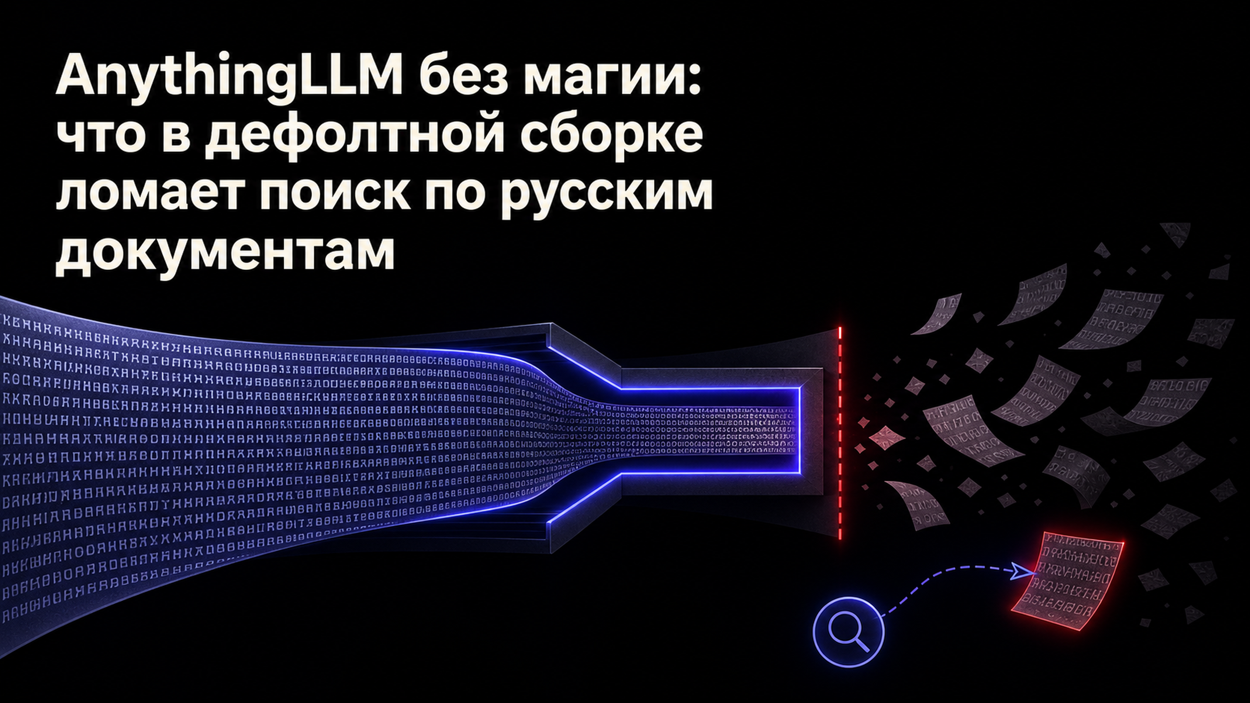 Обложка статьи: AnythingLLM без магии: что в дефолтной сборке ломает поиск по русским документам