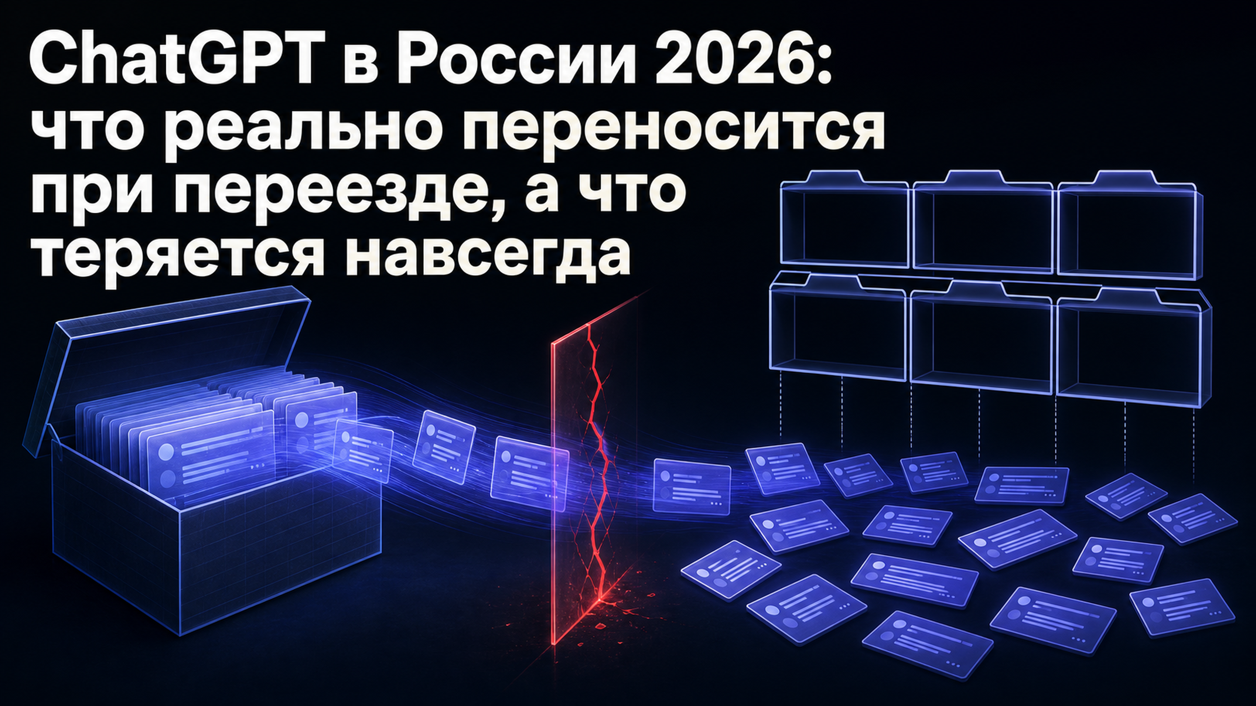 Обложка статьи: ChatGPT в России 2026: что реально переносится при переезде, а что теряется навсегда