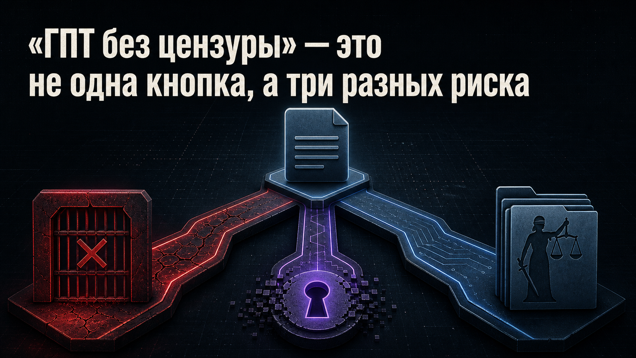 Обложка статьи: «ГПТ без цензуры» — это не одна кнопка, а три разных риска