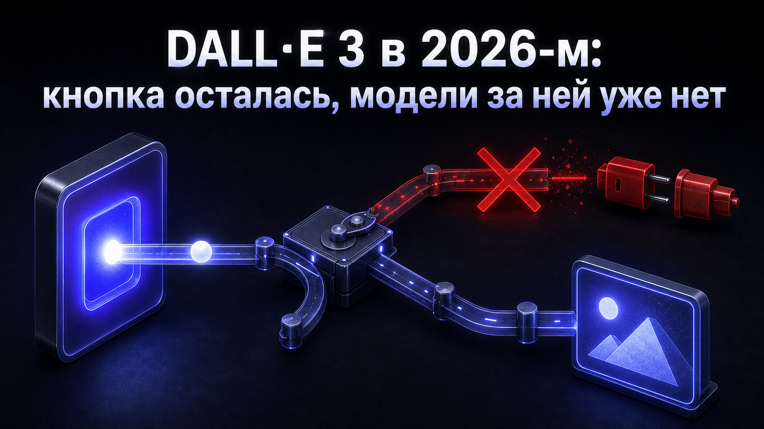 Обложка статьи: DALL·E 3 в 2026-м: кнопка осталась, модели за ней уже нет