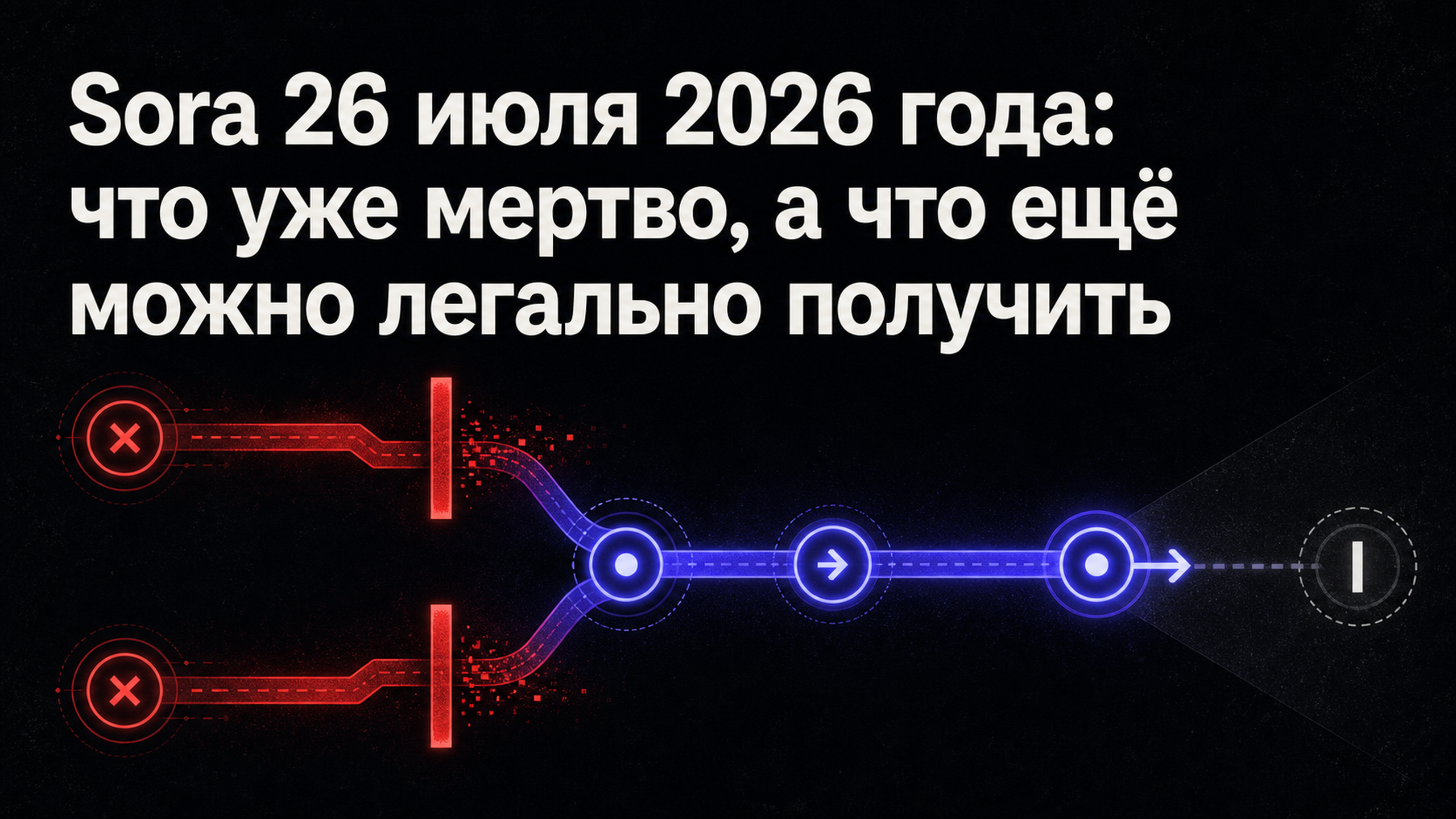 Обложка статьи: Sora 26 июля 2026 года: что уже мертво, а что ещё можно легально получить