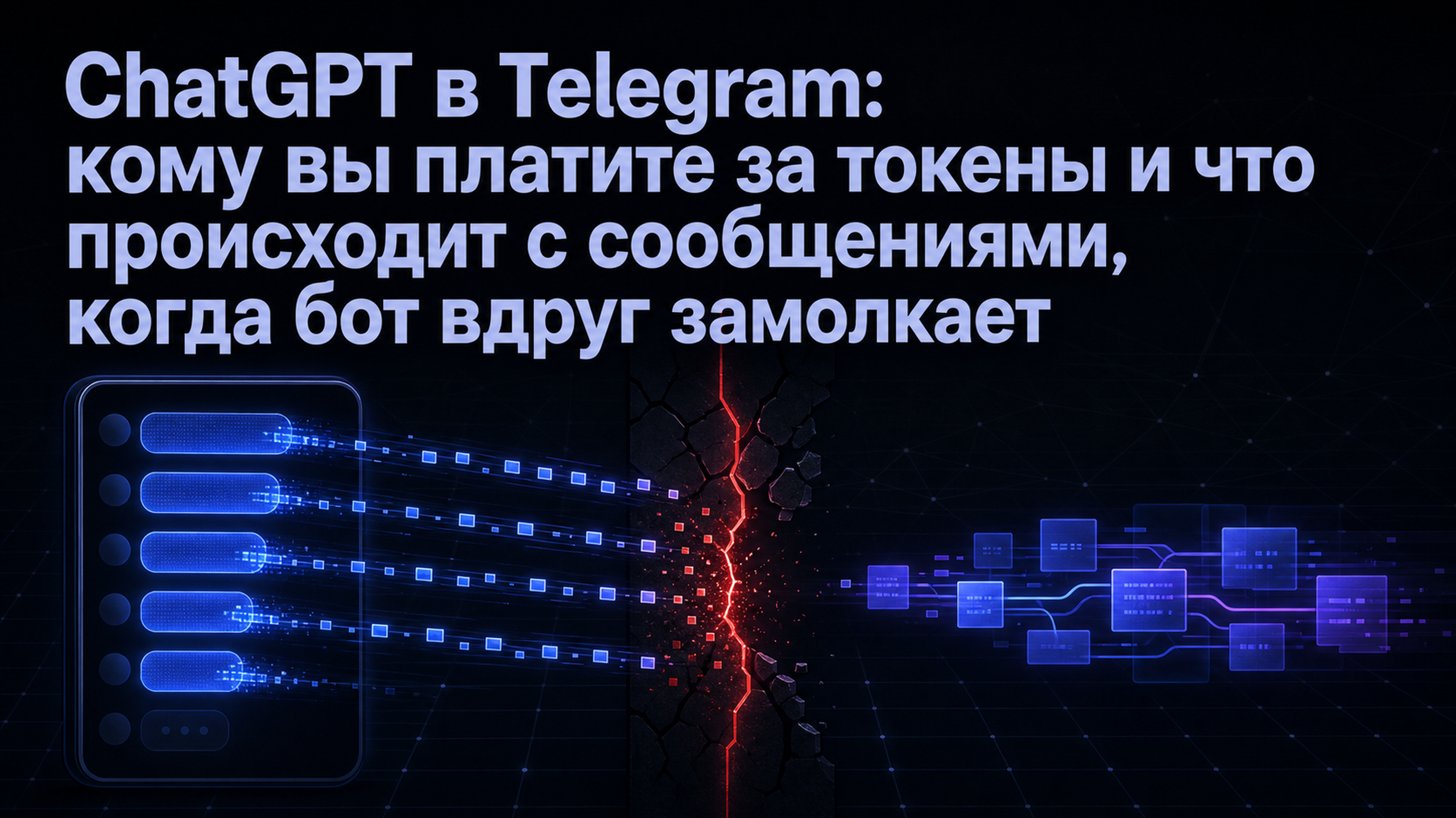 Обложка статьи: ChatGPT в Telegram: кому вы платите за токены и что происходит с сообщениями, когда бот вдруг замолкает
