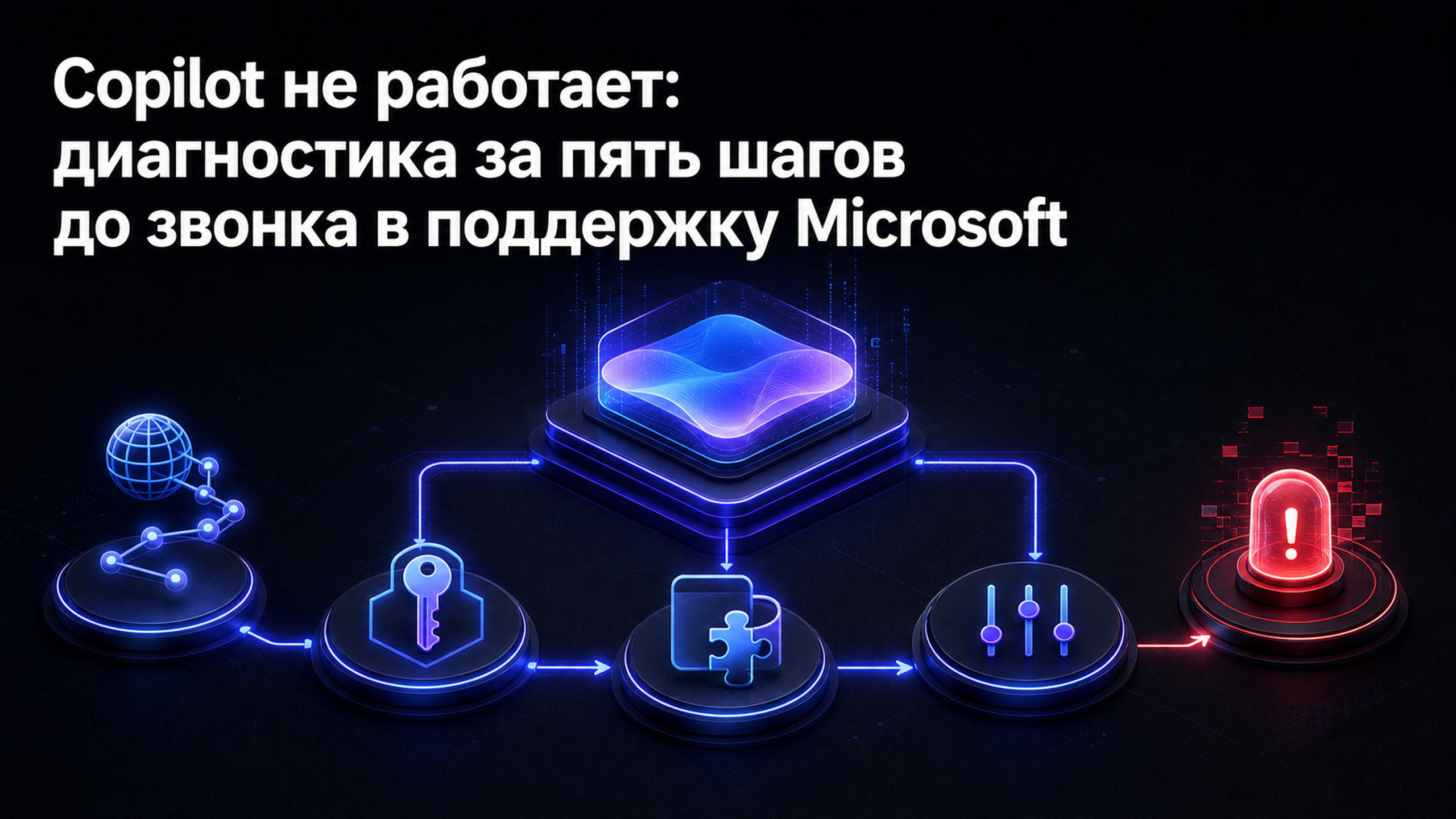 Обложка статьи: Copilot не работает: диагностика за пять шагов до звонка в поддержку Microsoft
