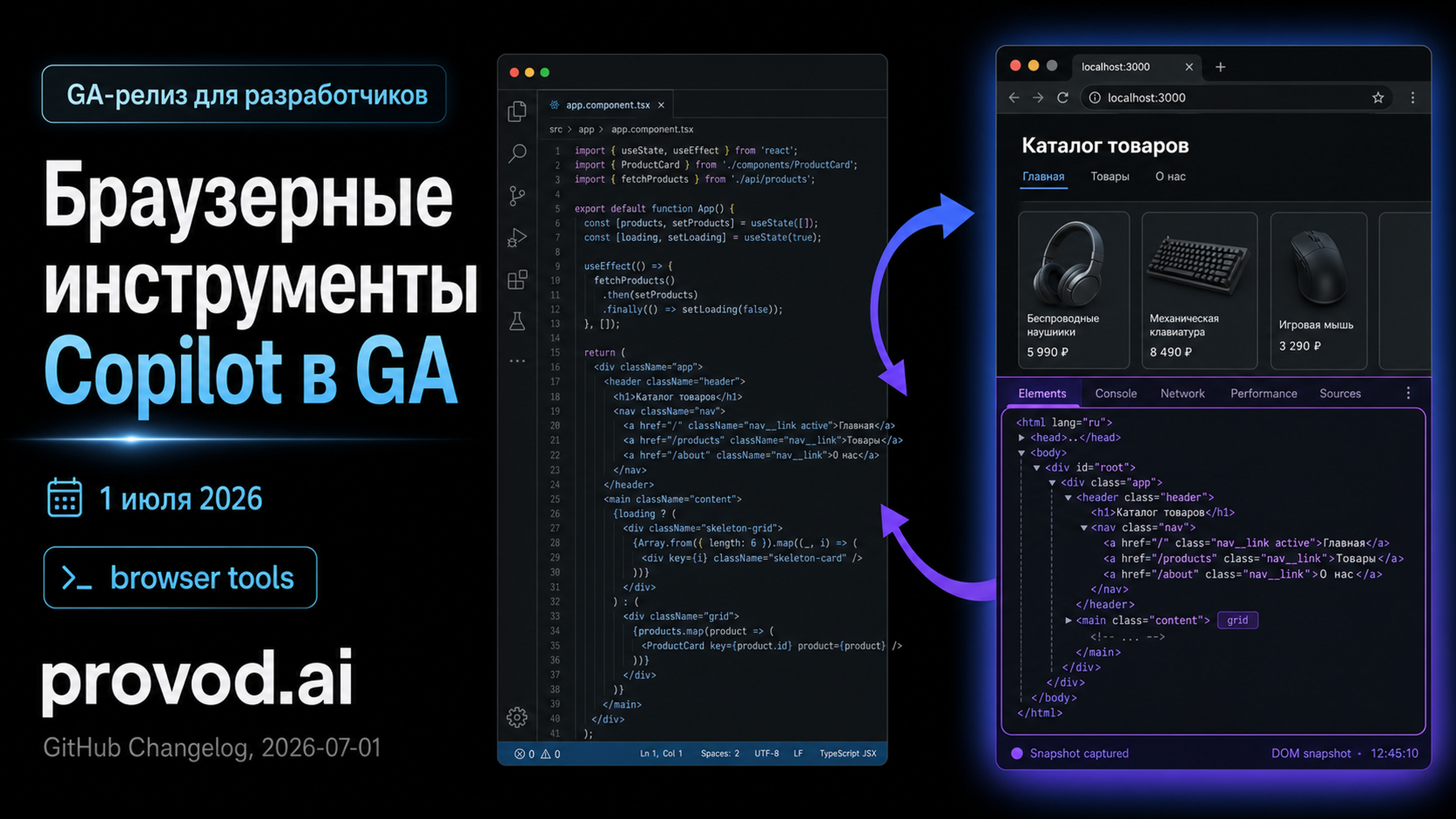 Обложка статьи: Браузерные инструменты GitHub Copilot в VS Code вышли в GA: microsoft surface copilot