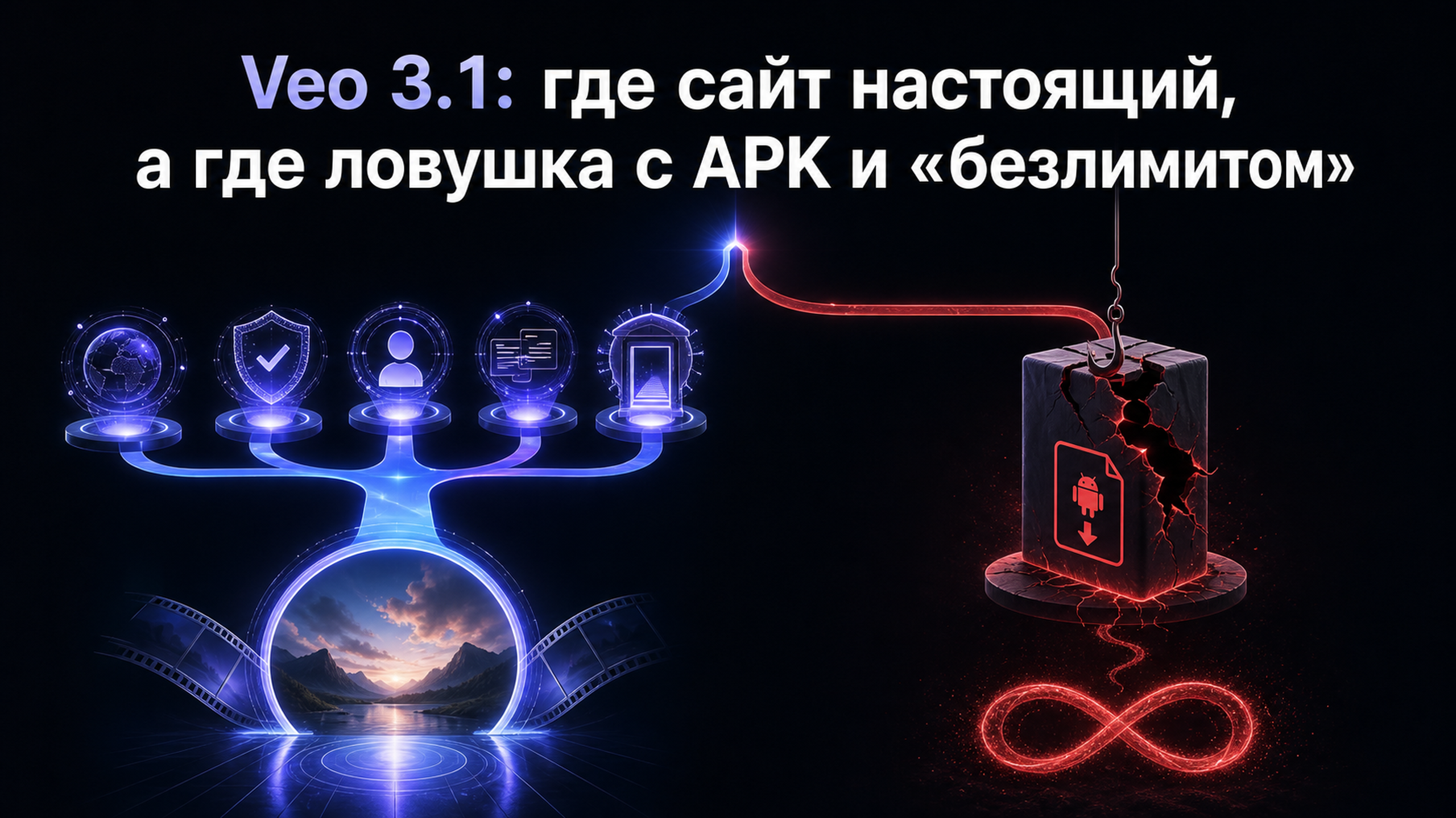 Обложка статьи: Veo 3.1: где сайт настоящий, а где ловушка с APK и «безлимитом»