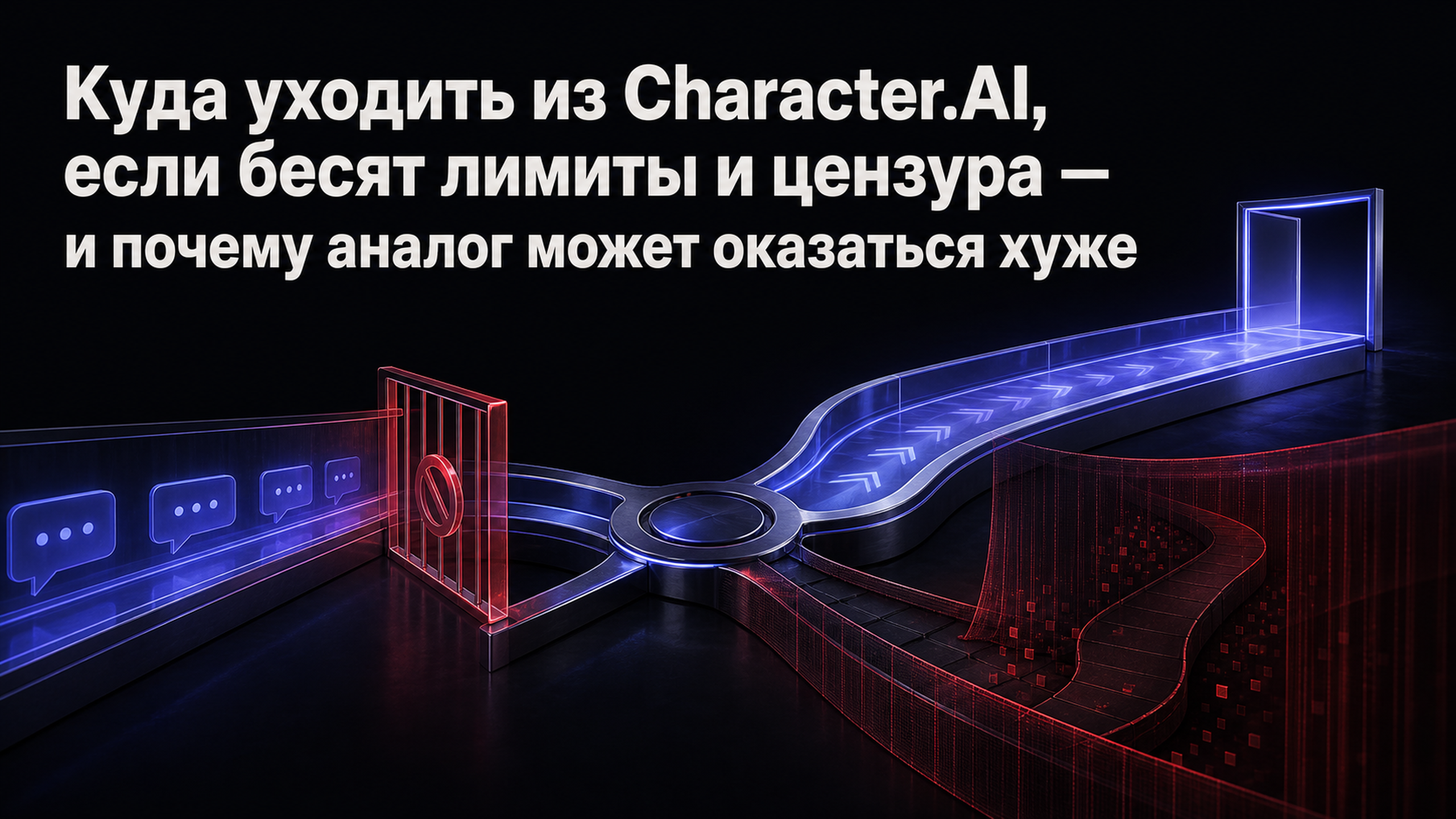 Обложка статьи: Куда уходить из Character.AI, если бесят лимиты и цензура — и почему аналог может оказаться хуже