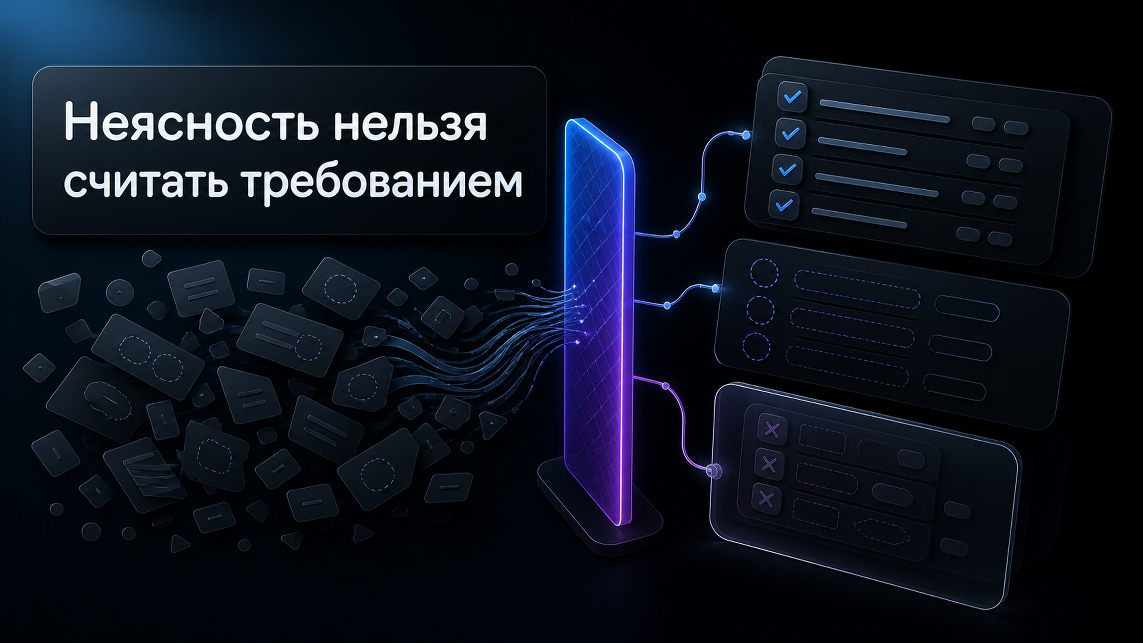 Обложка статьи: промпт для ии: как сначала собрать недостающие вводные и не выдать догадки за требования