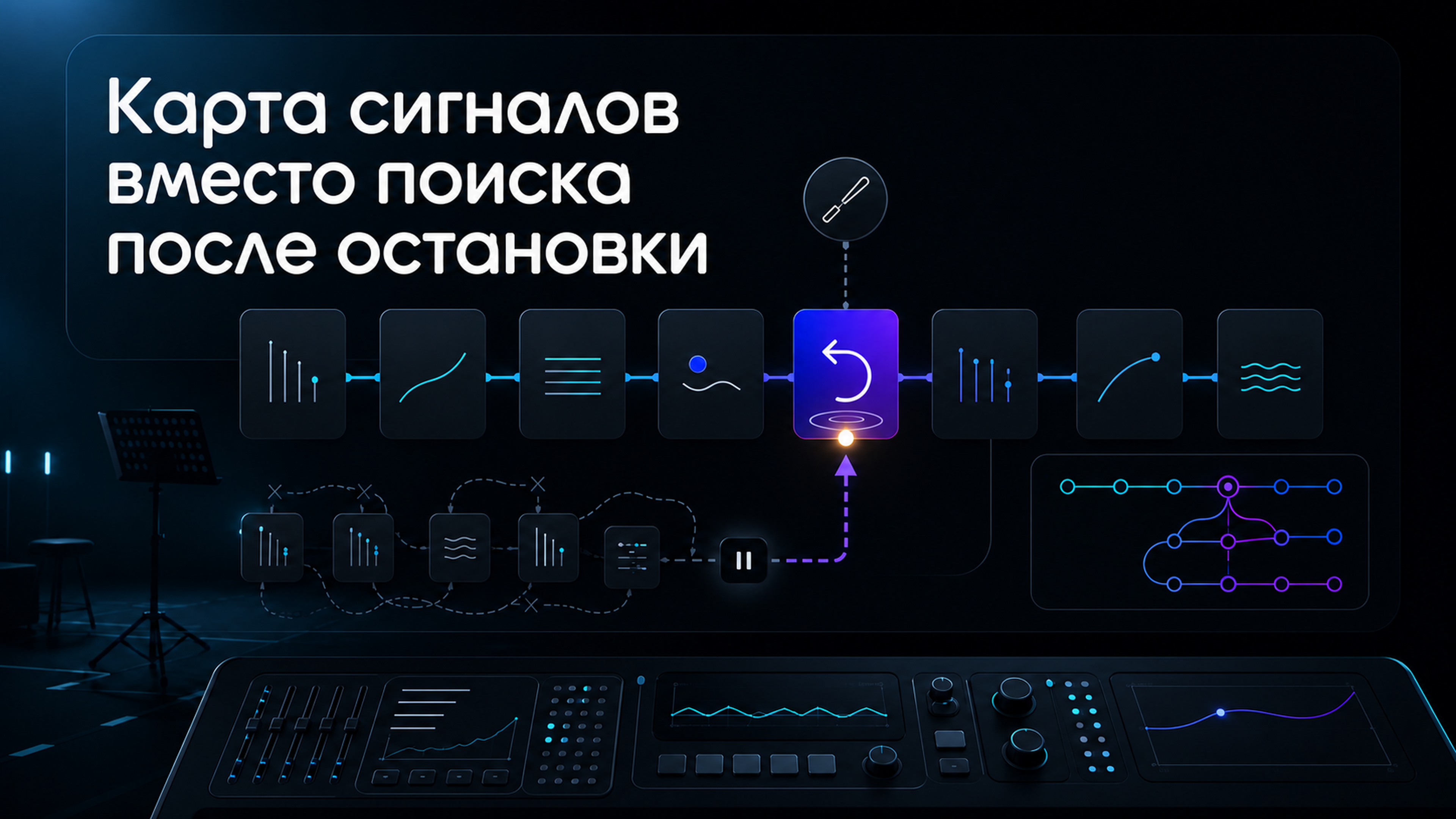 Обложка статьи: нейросеть для музыки: как собрать порядок репетиционных сигналов и не потерять точку возврата после остановки