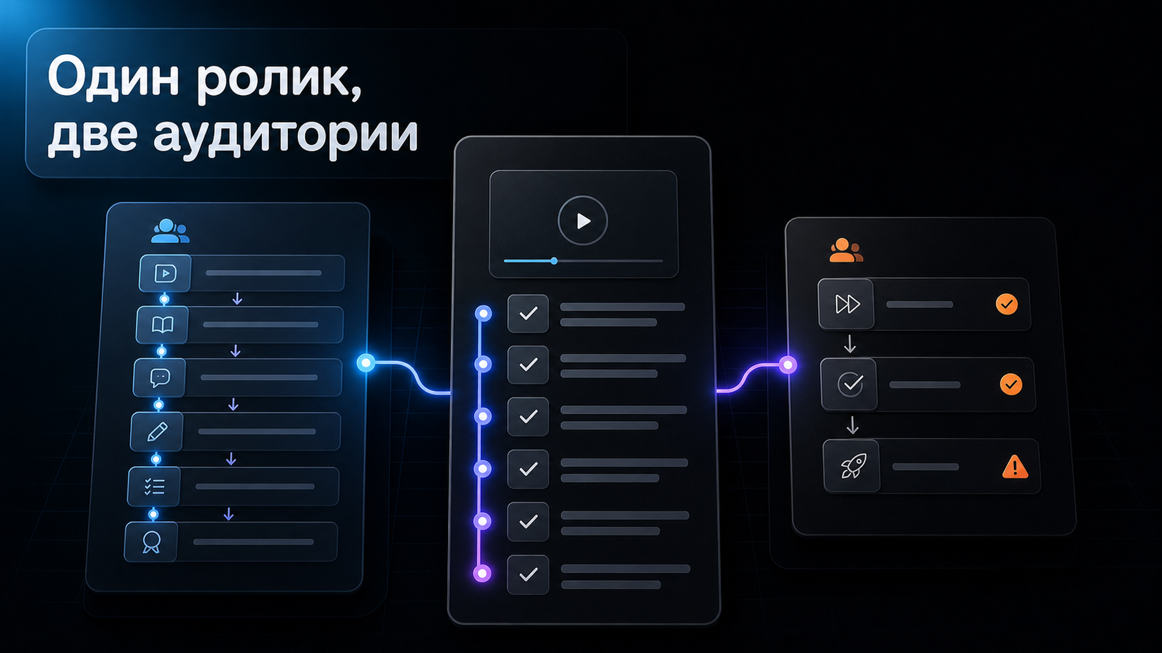 Обложка статьи: нейросеть для создания видео: как разделить учебные сценарии по аудиториям и не смешать обязательные действия