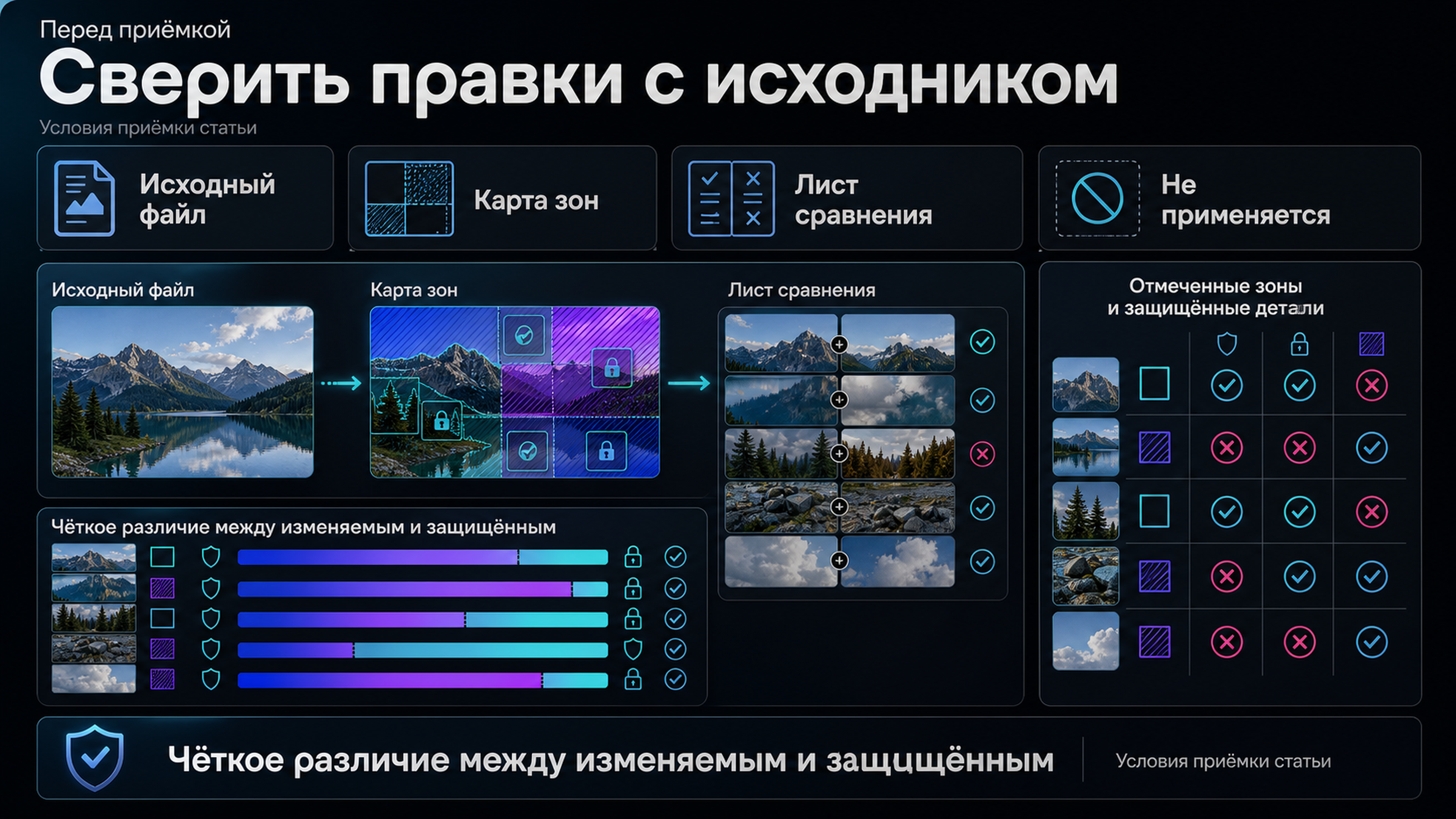 Исходник, карта зон и лист сравнения перед приёмкой