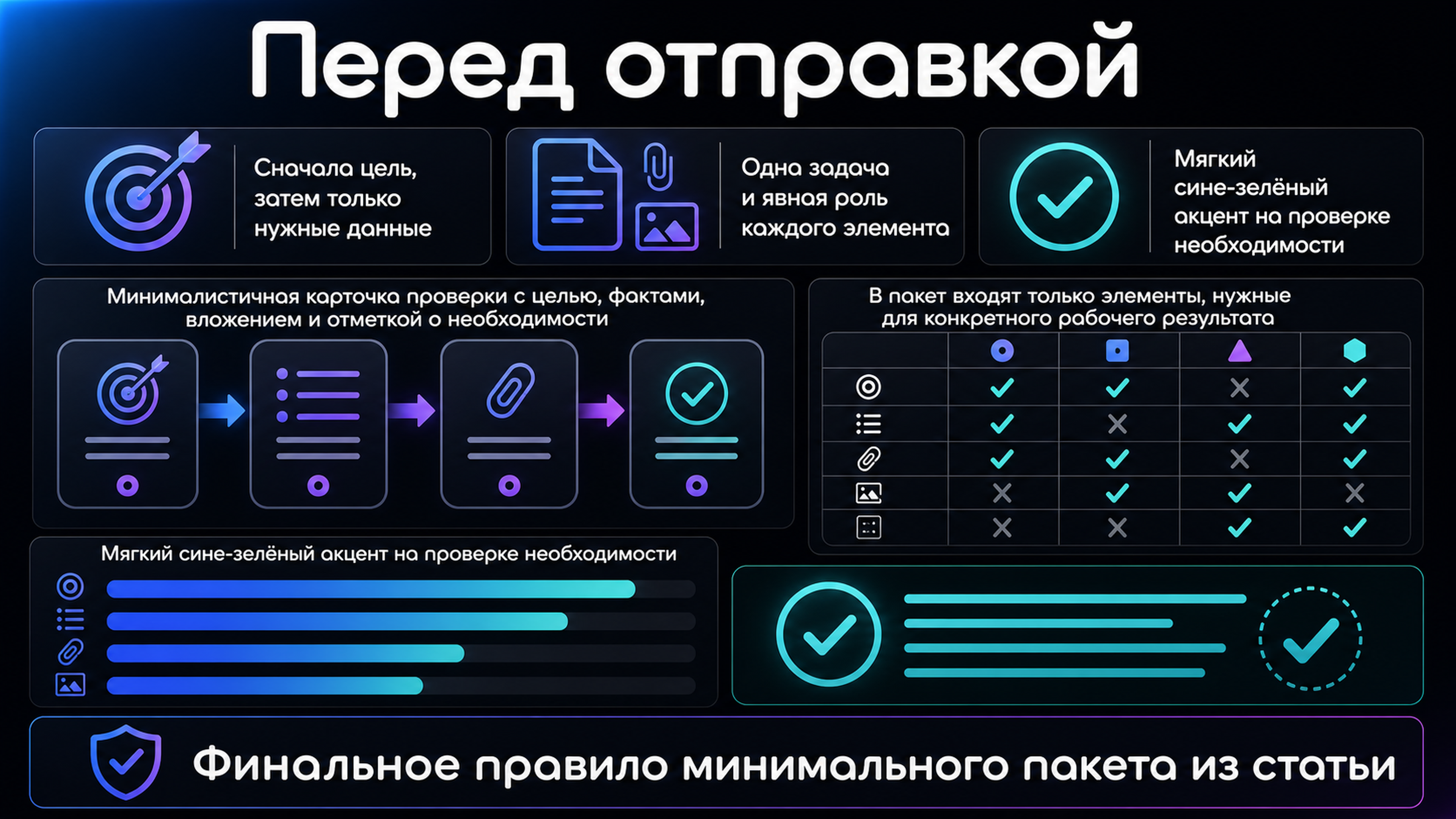 Проверить минимальный пакет перед отправкой
