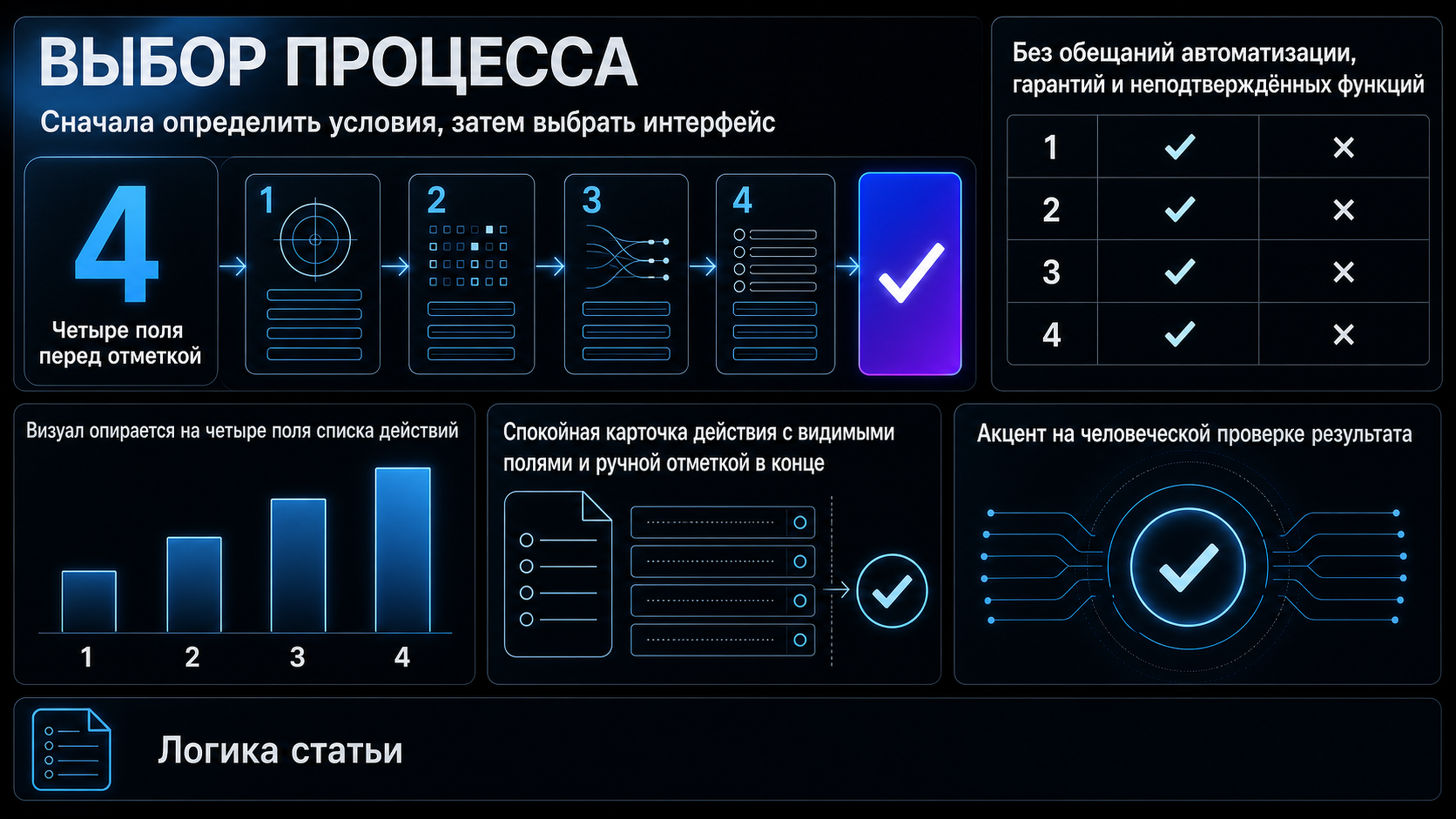Сравнить подход к карточке действия