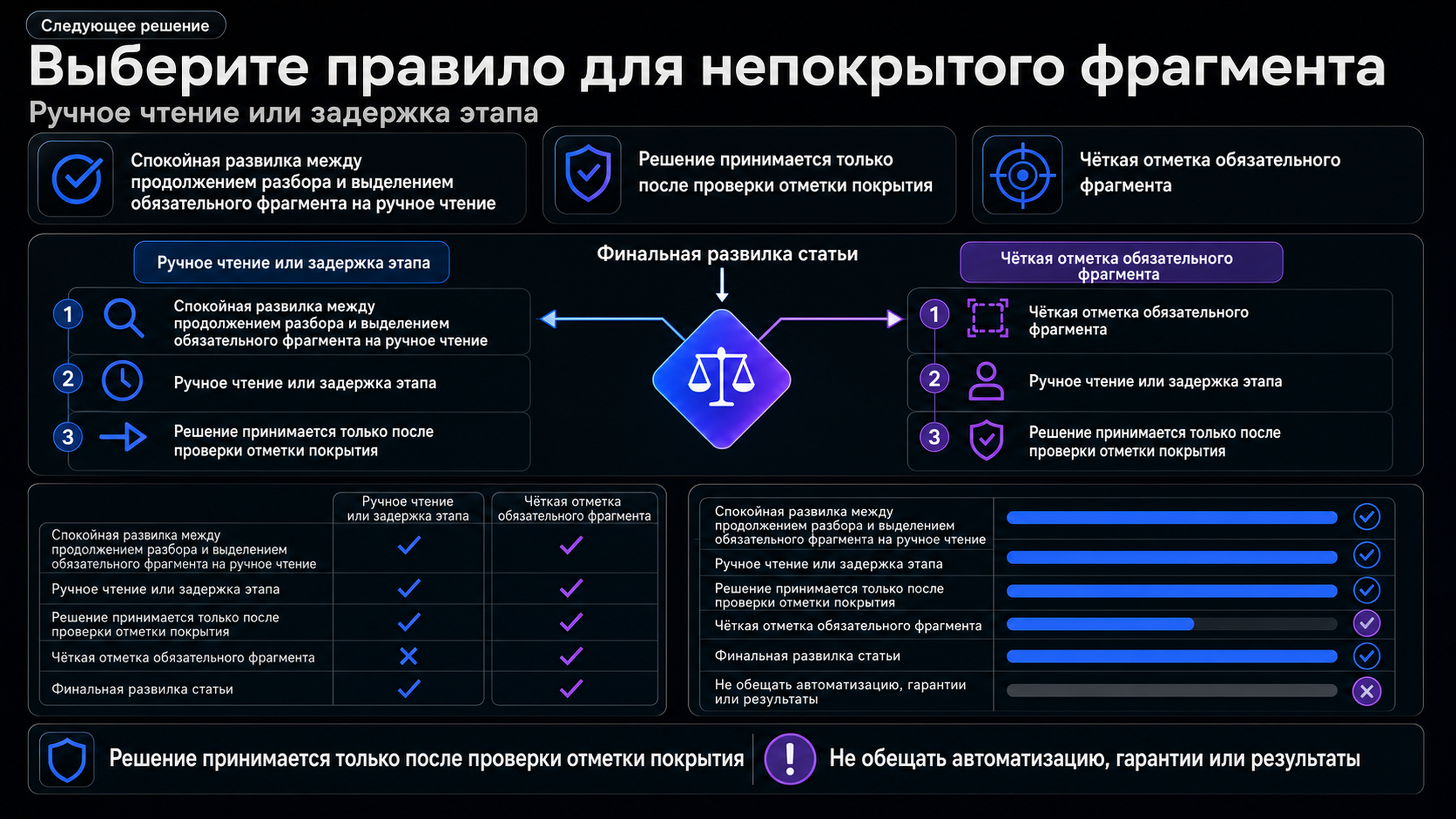 Развилка решения по непокрытому фрагменту