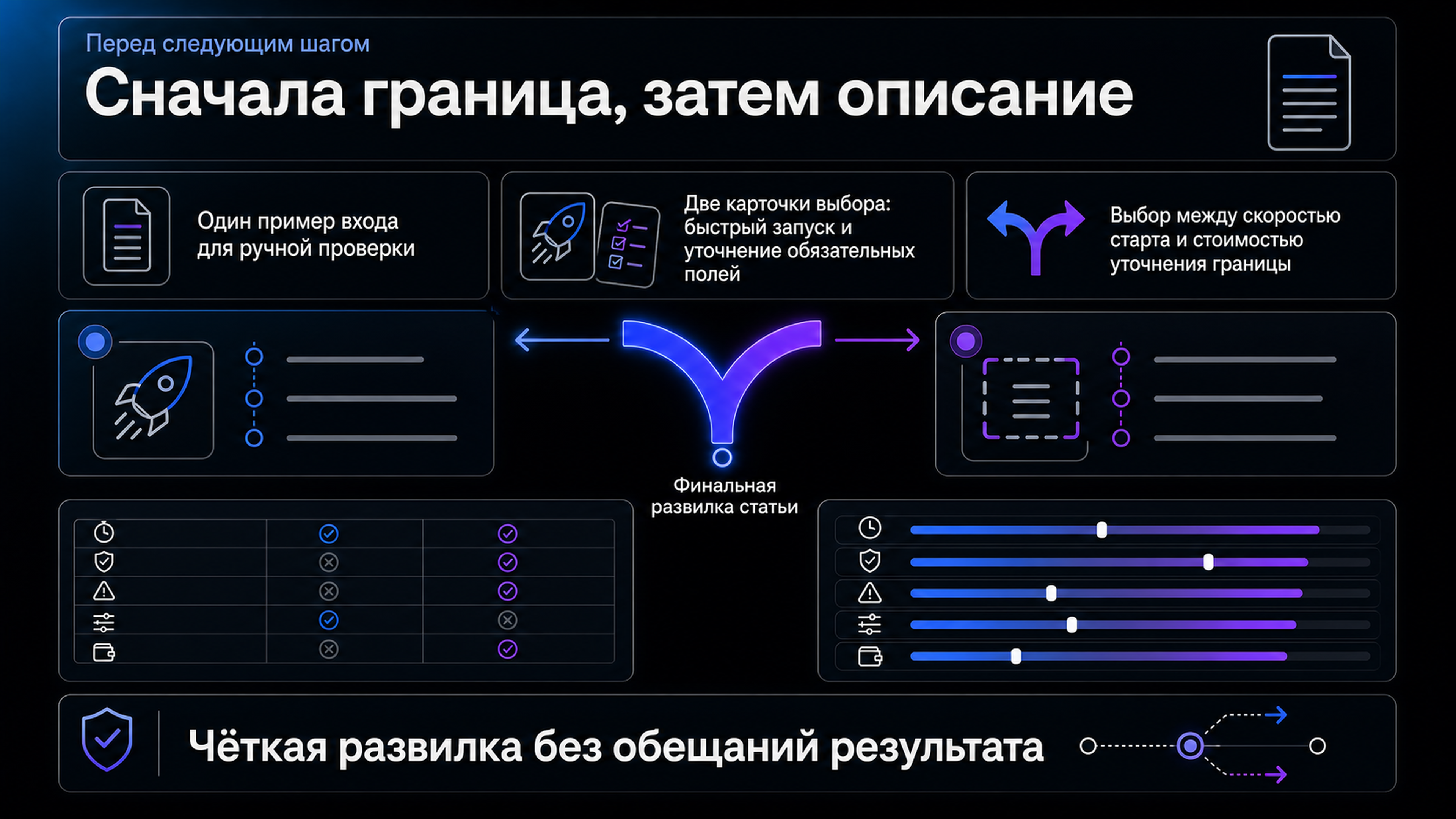 Сначала граница задачи, затем следующий шаг