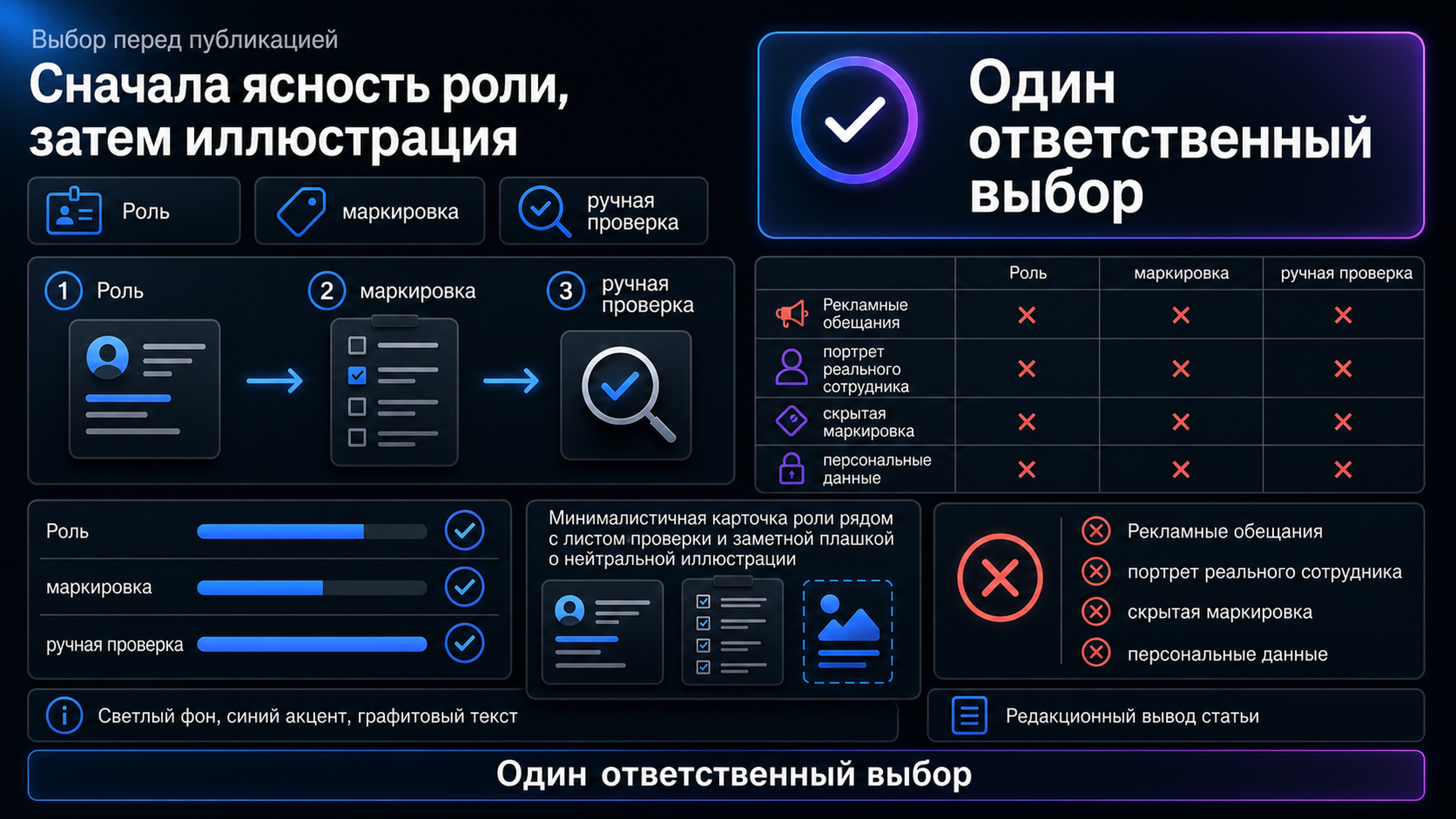 Карточка роли с заметной маркировкой и проверкой