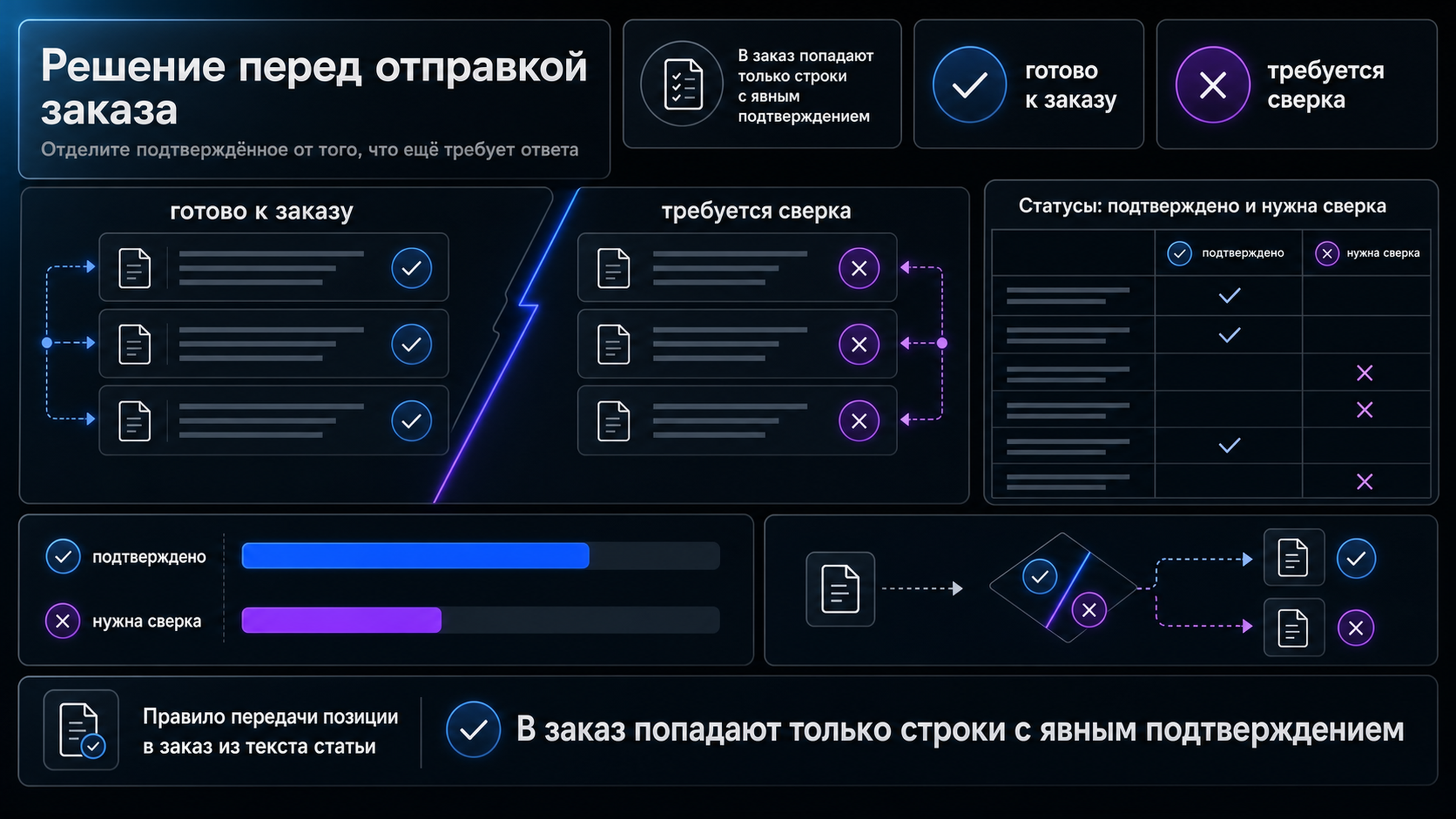 Проверить матрицу согласования перед заказом