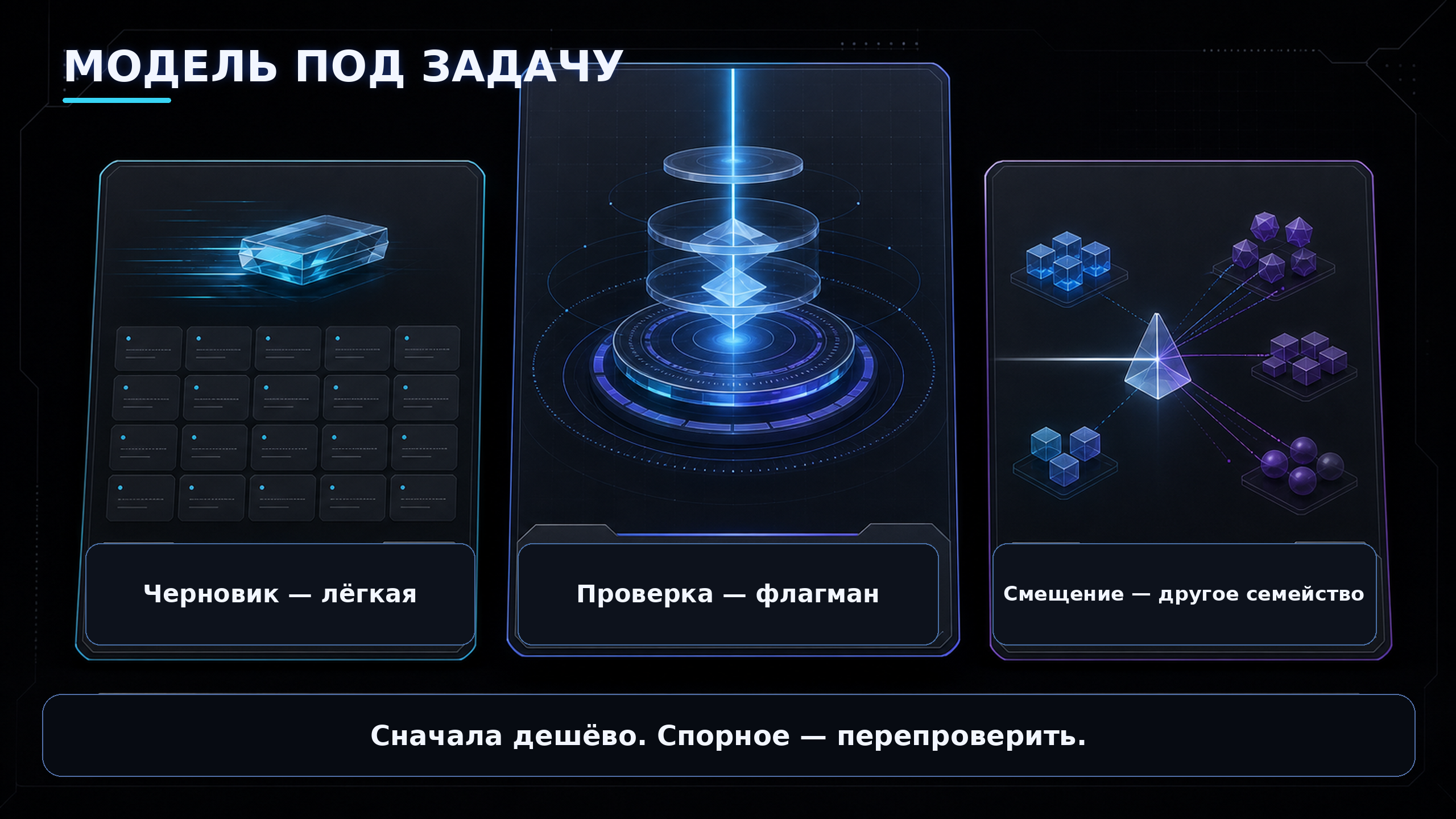 Сравнение моделей по стоимости и роли в пайплайне