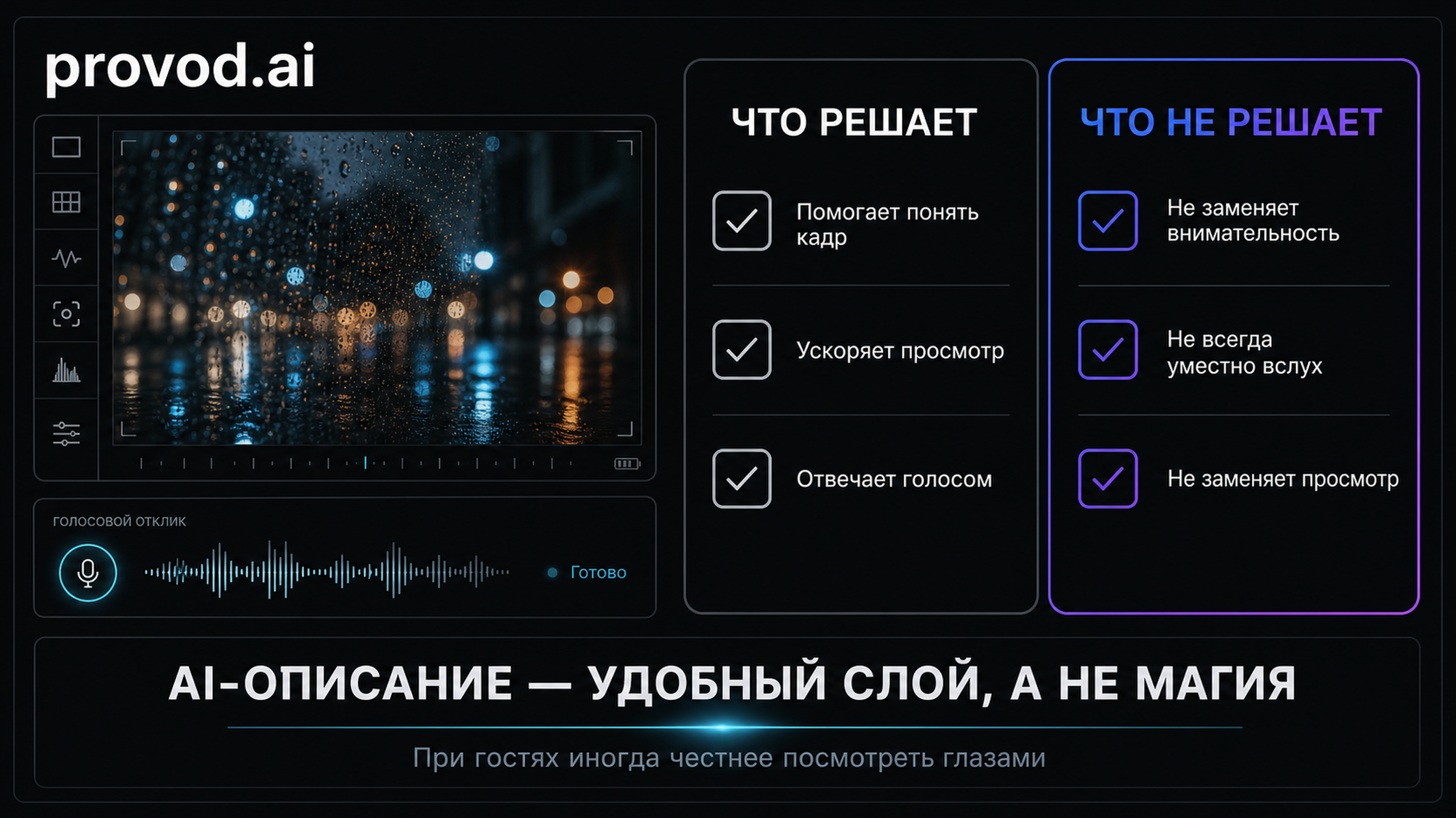 Чек-лист что решает и не решает AI-описание