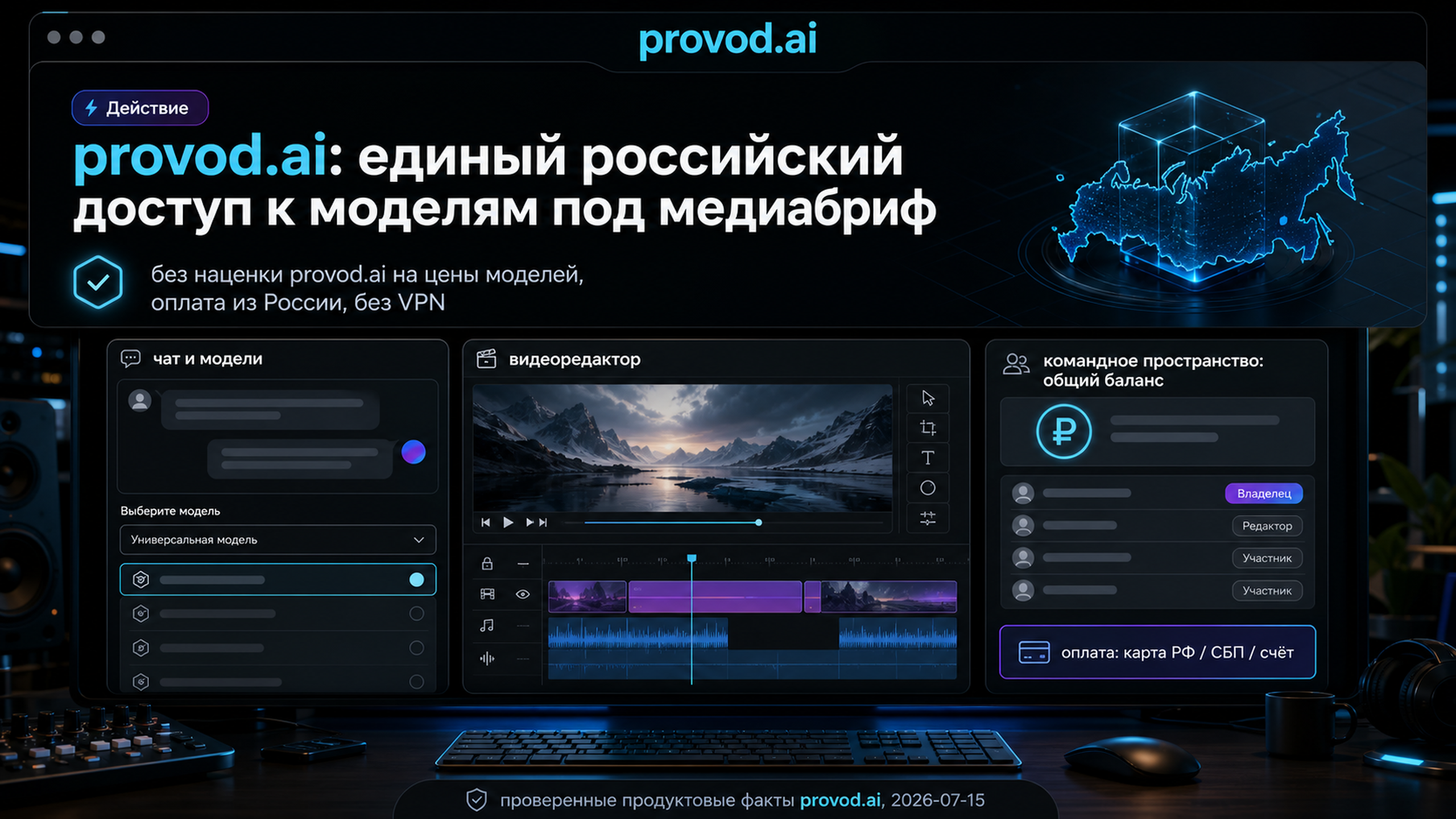 provod.ai: единый российский доступ к моделям, видеоредактору и командным пространствам под медиабриф