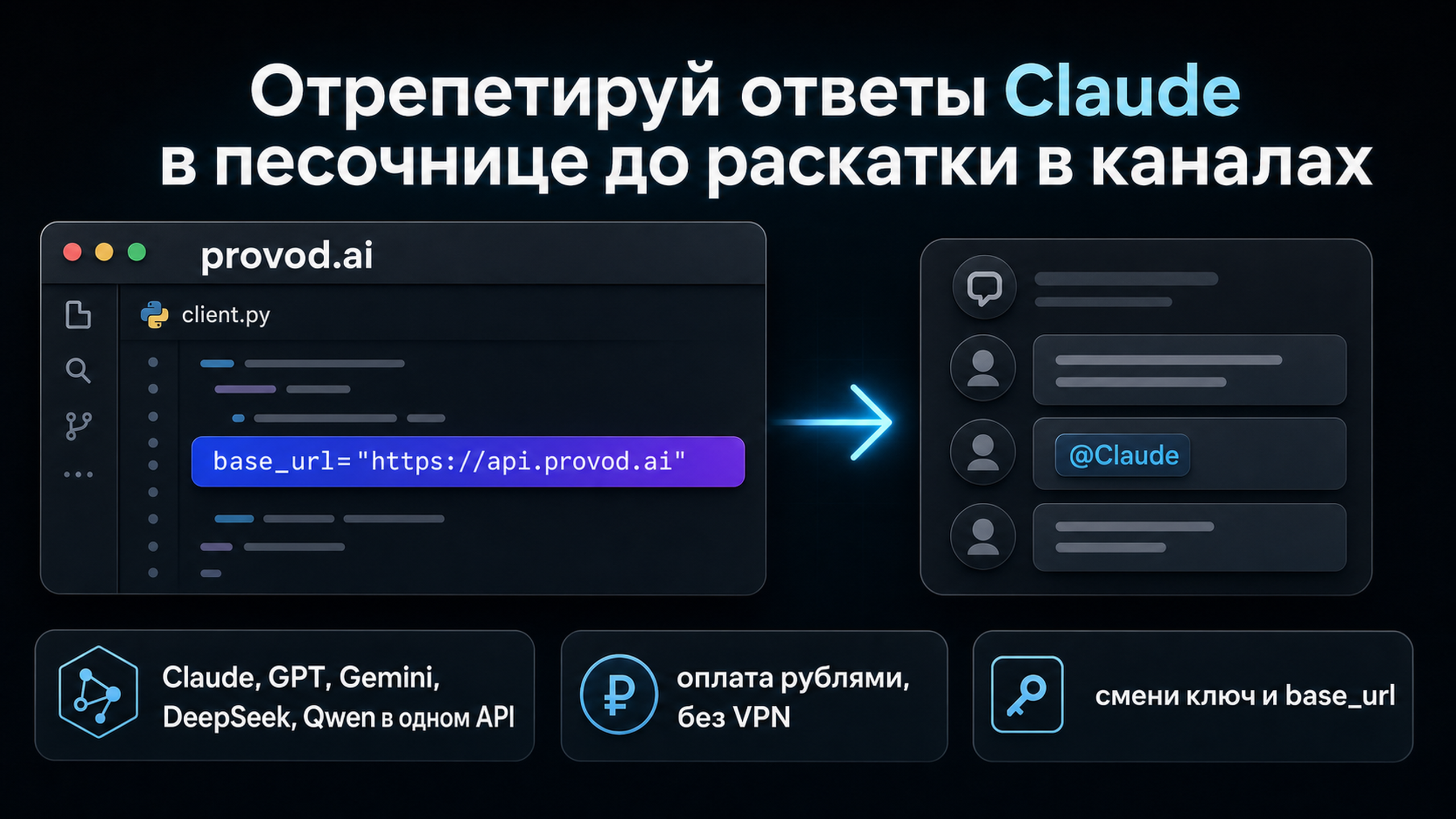 provod.ai: один API для Claude, GPT, Gemini, DeepSeek и Qwen с оплатой рублями