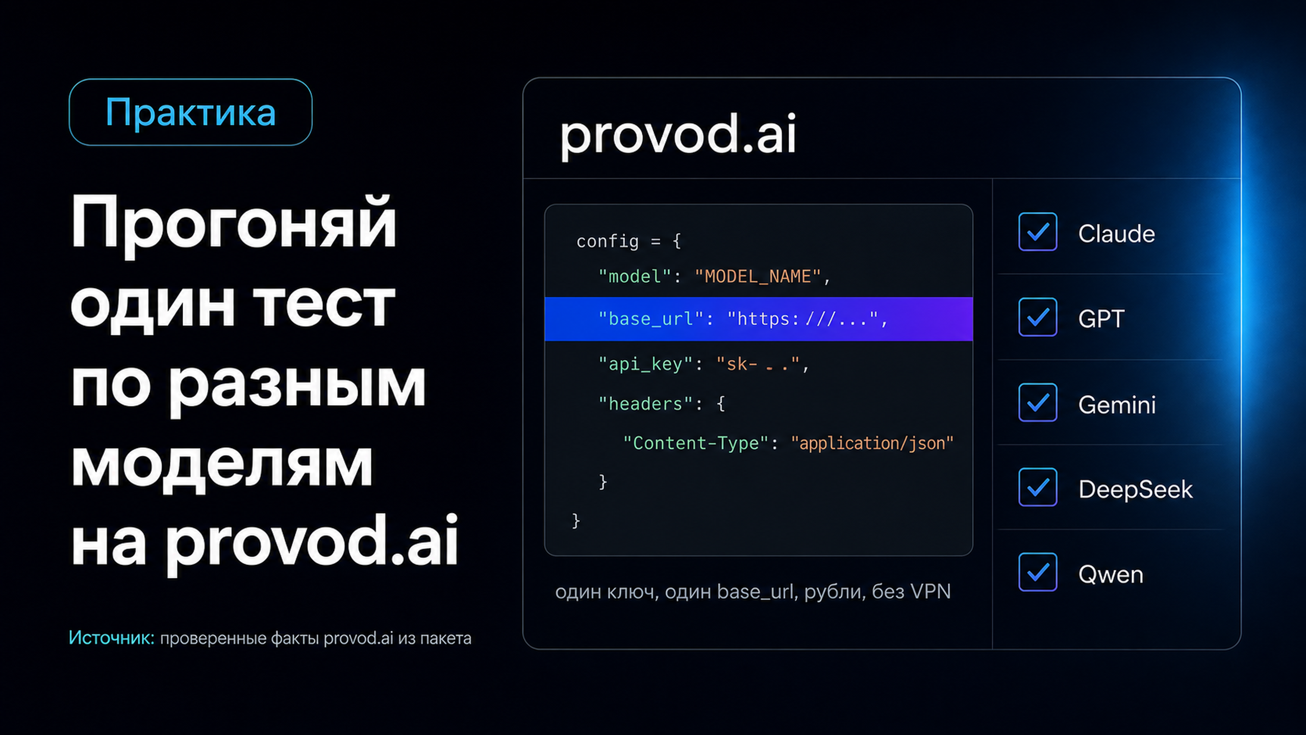 provod.ai: одна батарея тестов по всем моделям в рублях без VPN