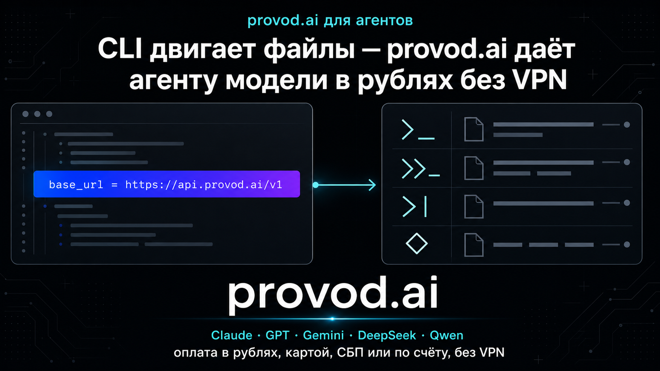 provod.ai - один API к Claude, GPT, Gemini, DeepSeek и Qwen с оплатой в рублях без VPN