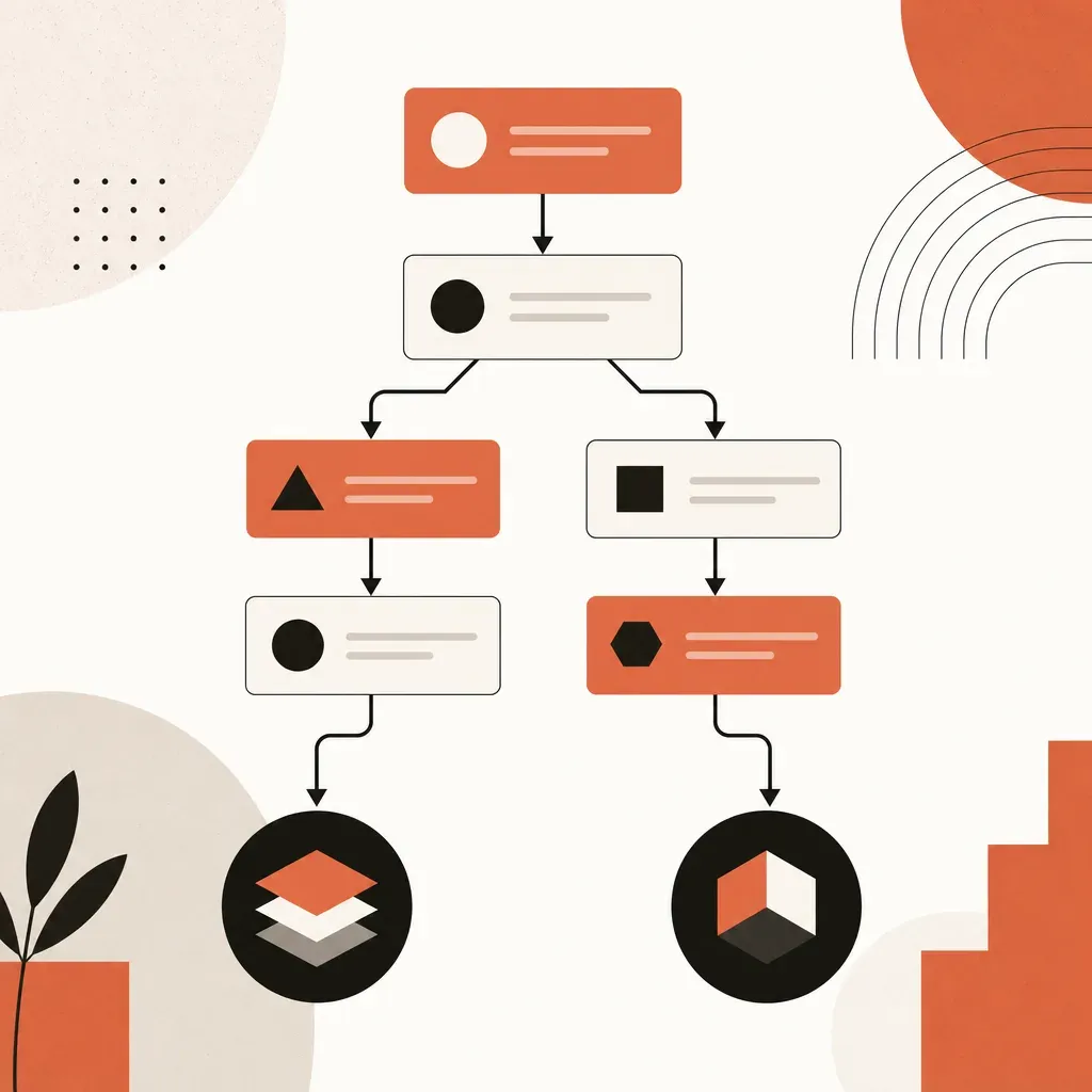 Decision tree из flowchart-блоков с вопросами и стрелками к двум исходам — ProxyAPI и provod.ai