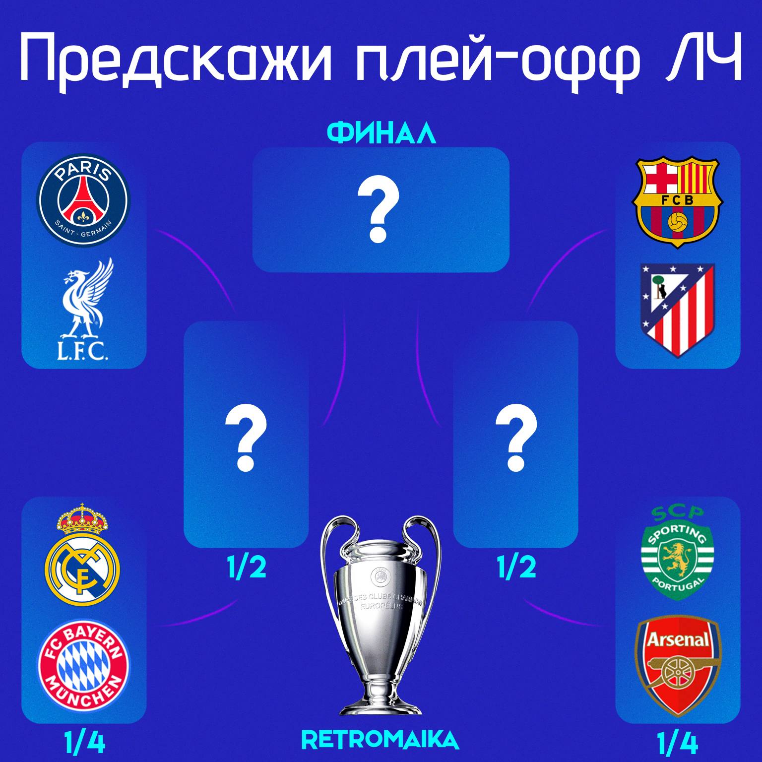 ⏺️Предскажи плей-офф лиги чемпионов!