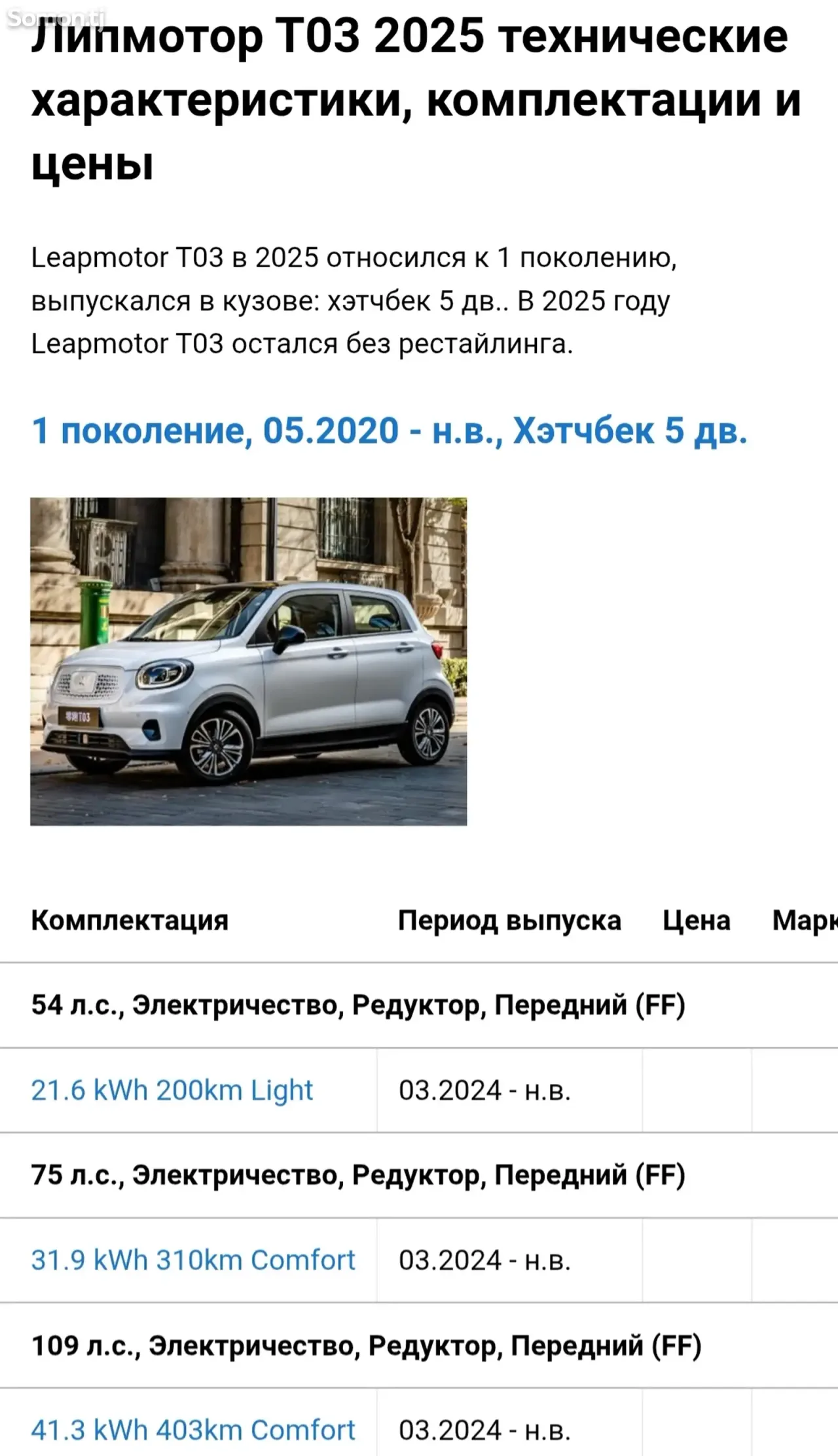 Leapmotor LP-T03 2025 · AT
