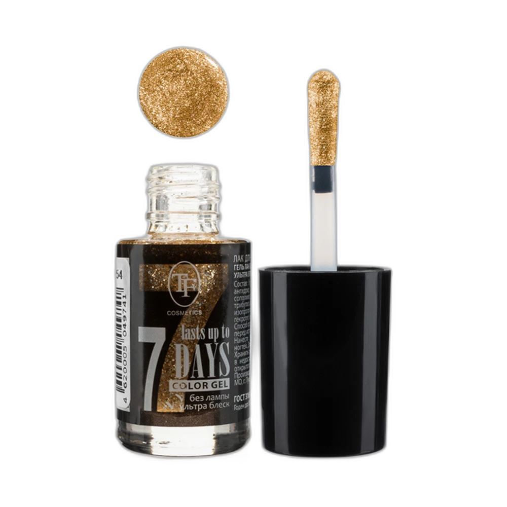 Триумф tf Лак-Гель без UF лампы Color gel lasts up to 7 days 254 Золотые блестки 49741
