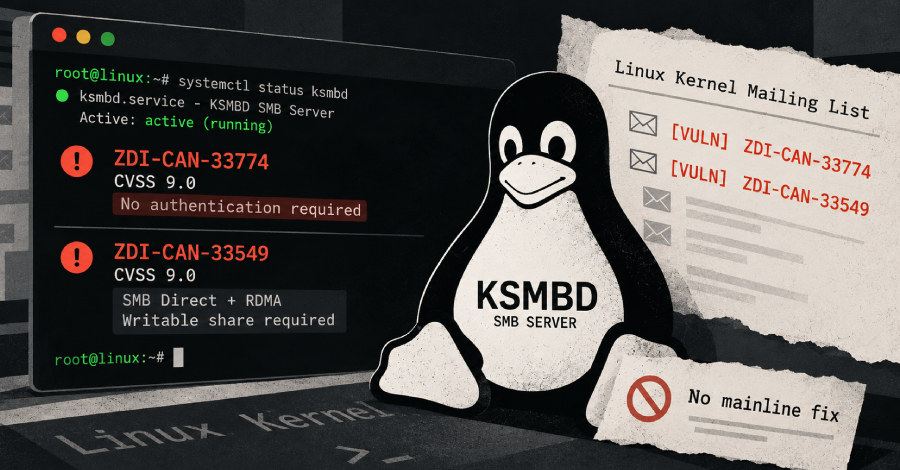 В Linux KSMBD раскрыли две уязвимости для удалённого выполнения кода