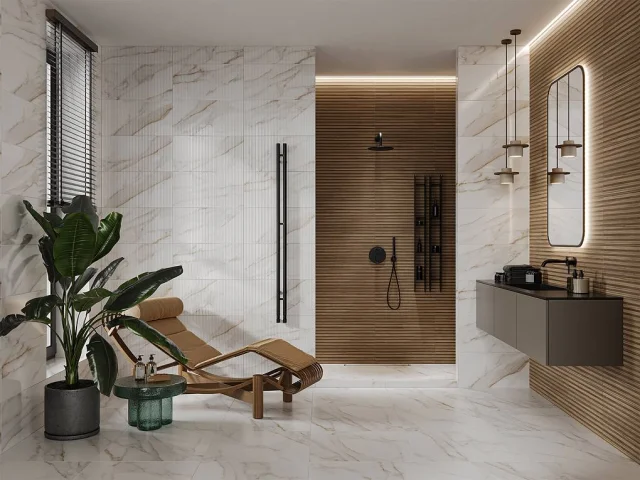 Фото: ✨ Мраморная элегантность Carrara, выразительный Onice или спокойная фактура Travertine? Выбирайте плитку под настроение 